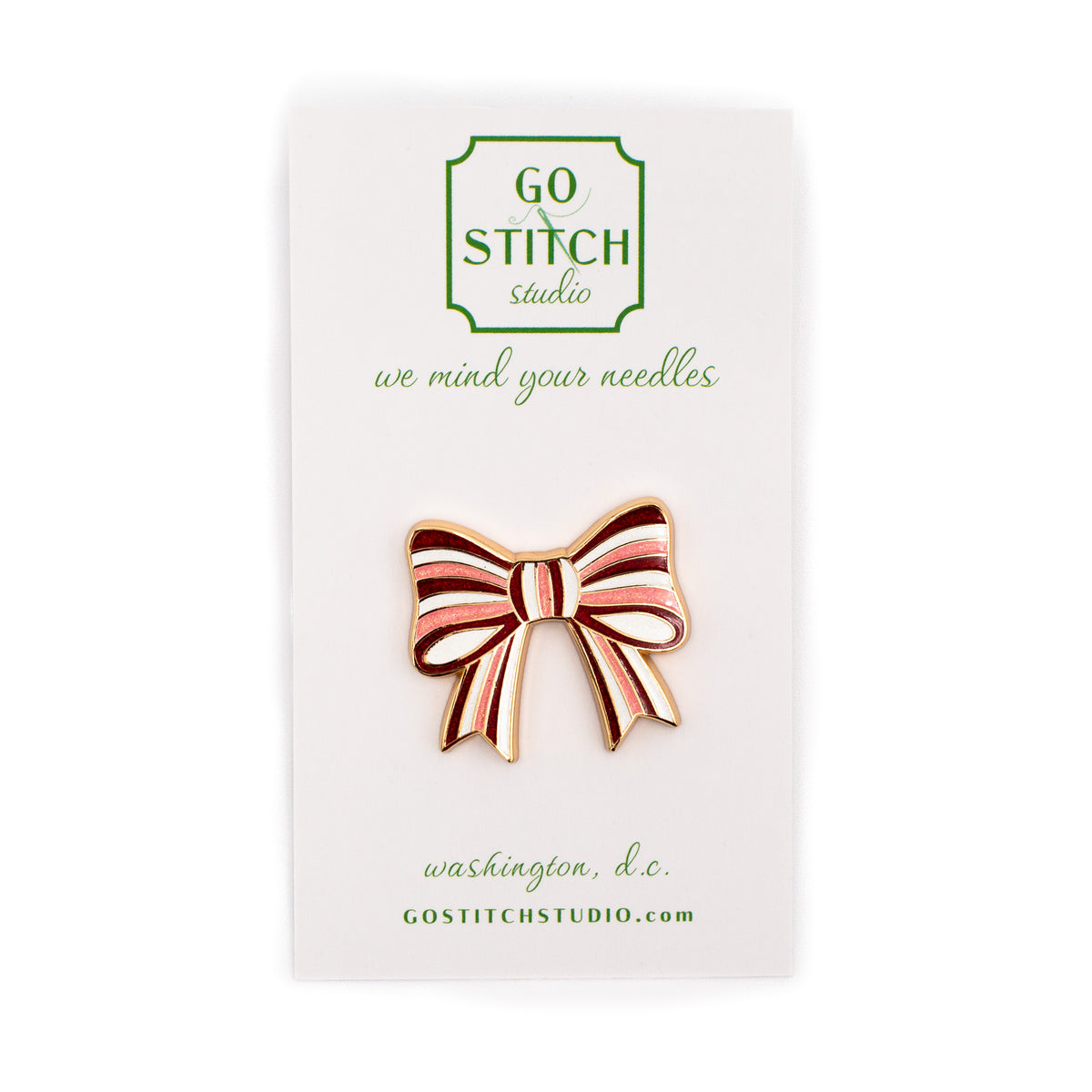 Peppermint Bow Needle Minder (Mini)
