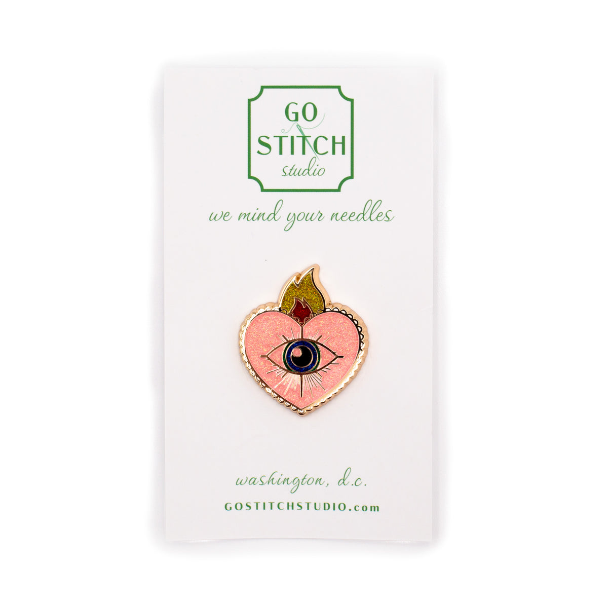 Flaming Heart with Eye Needle Minder