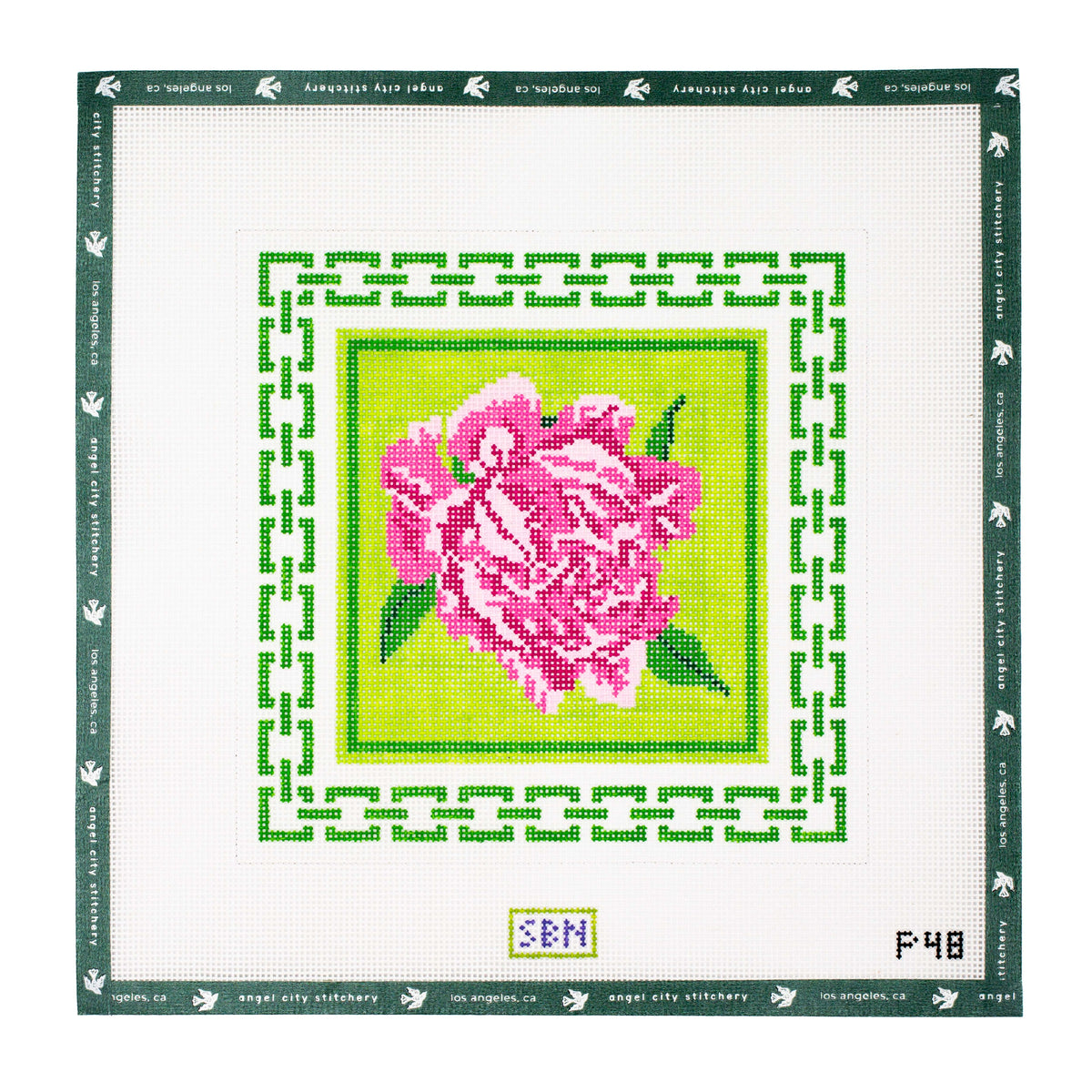 Pink Peonies w/ Green Border