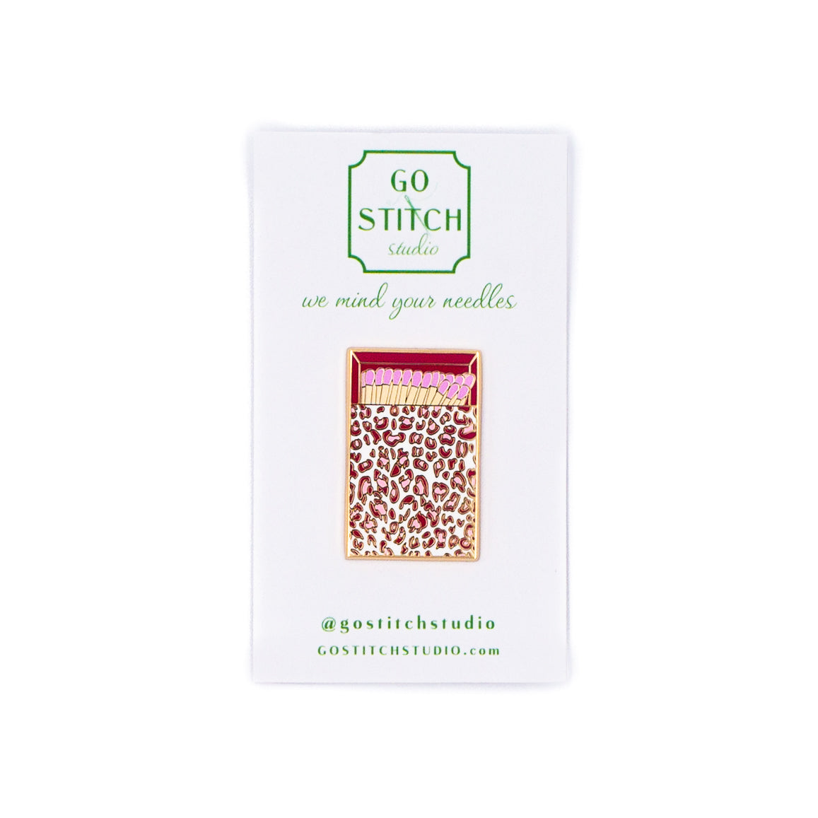 Pink Leopard Print Matchbox Needle Minder