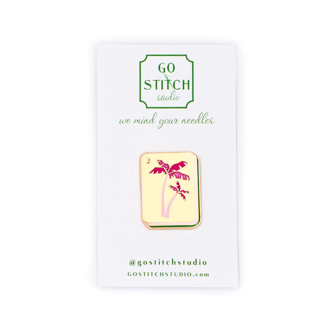 Pink Palm Tree Mahjong Tile Needle Minder
