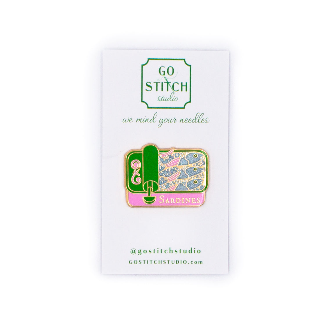 Pink and Green Sardine Can Needle Minder