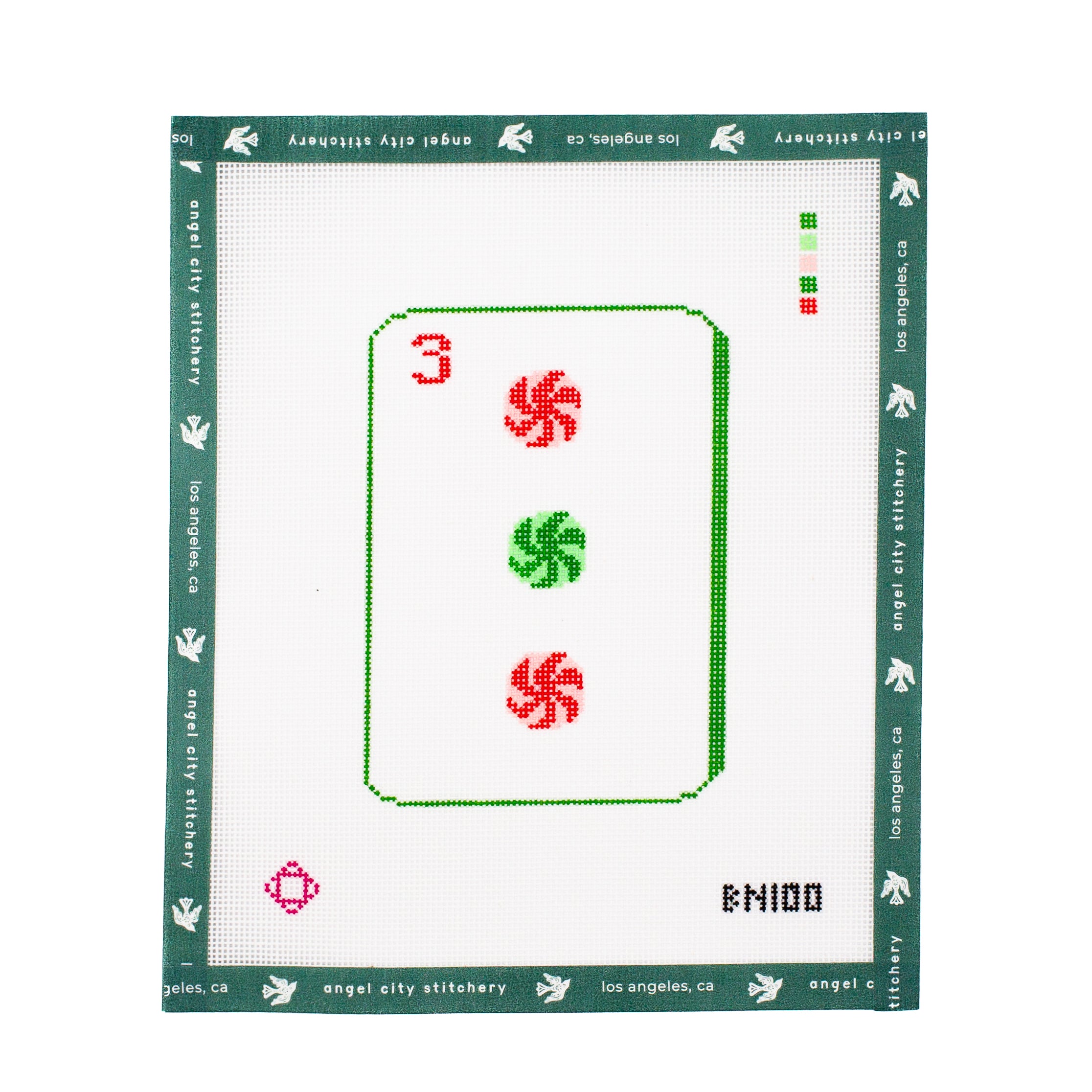 3 Peppermint Dot Mah Jong Tile