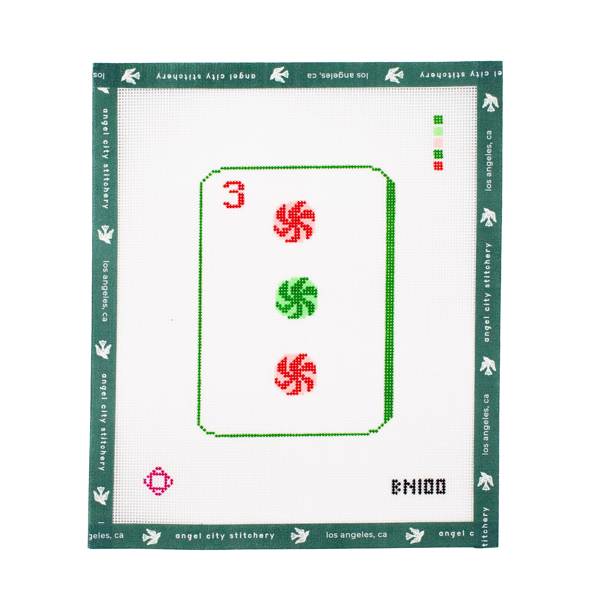 3 Peppermint Dot Mah Jong Tile
