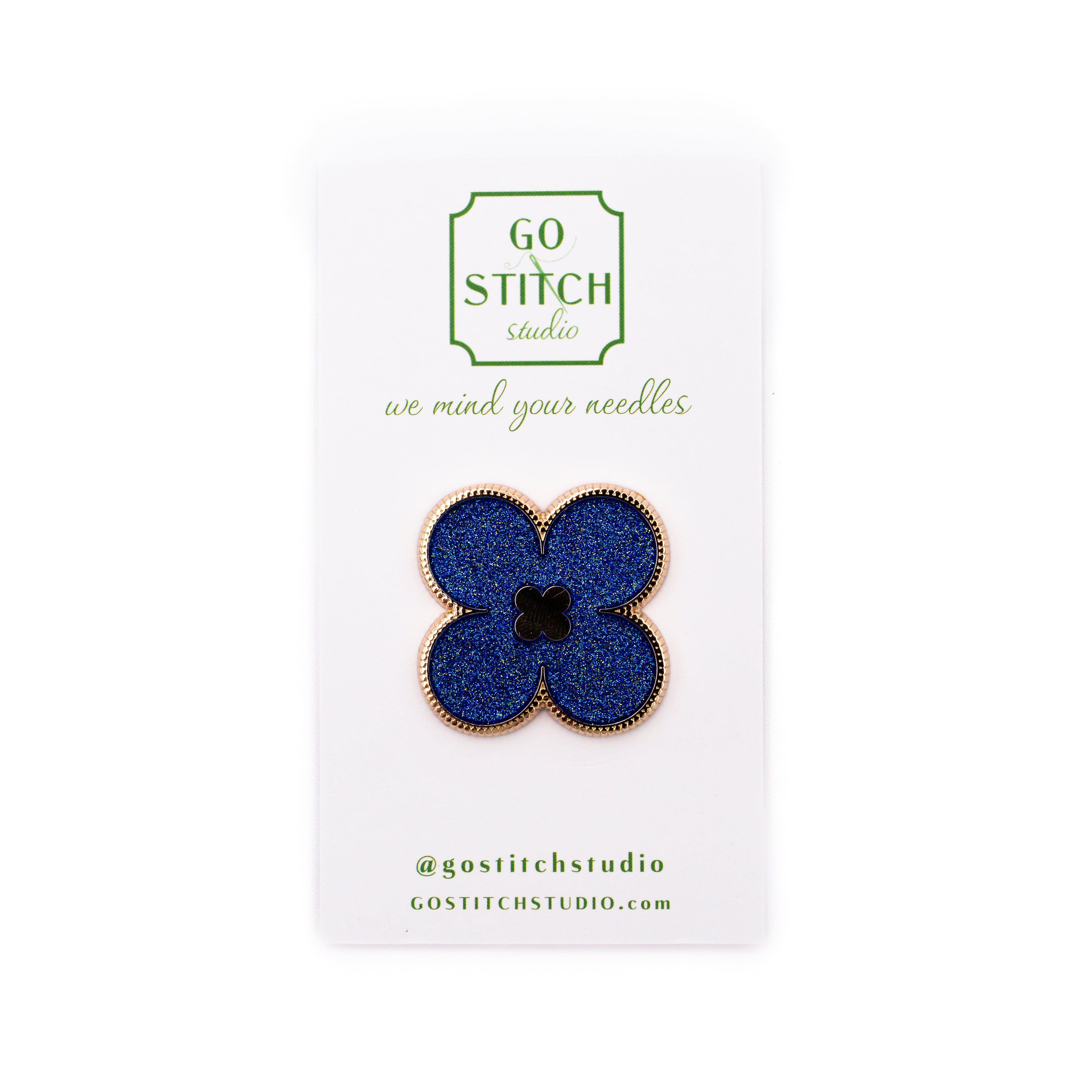 Lapis Lazuli Glitter Clover Needle Minder