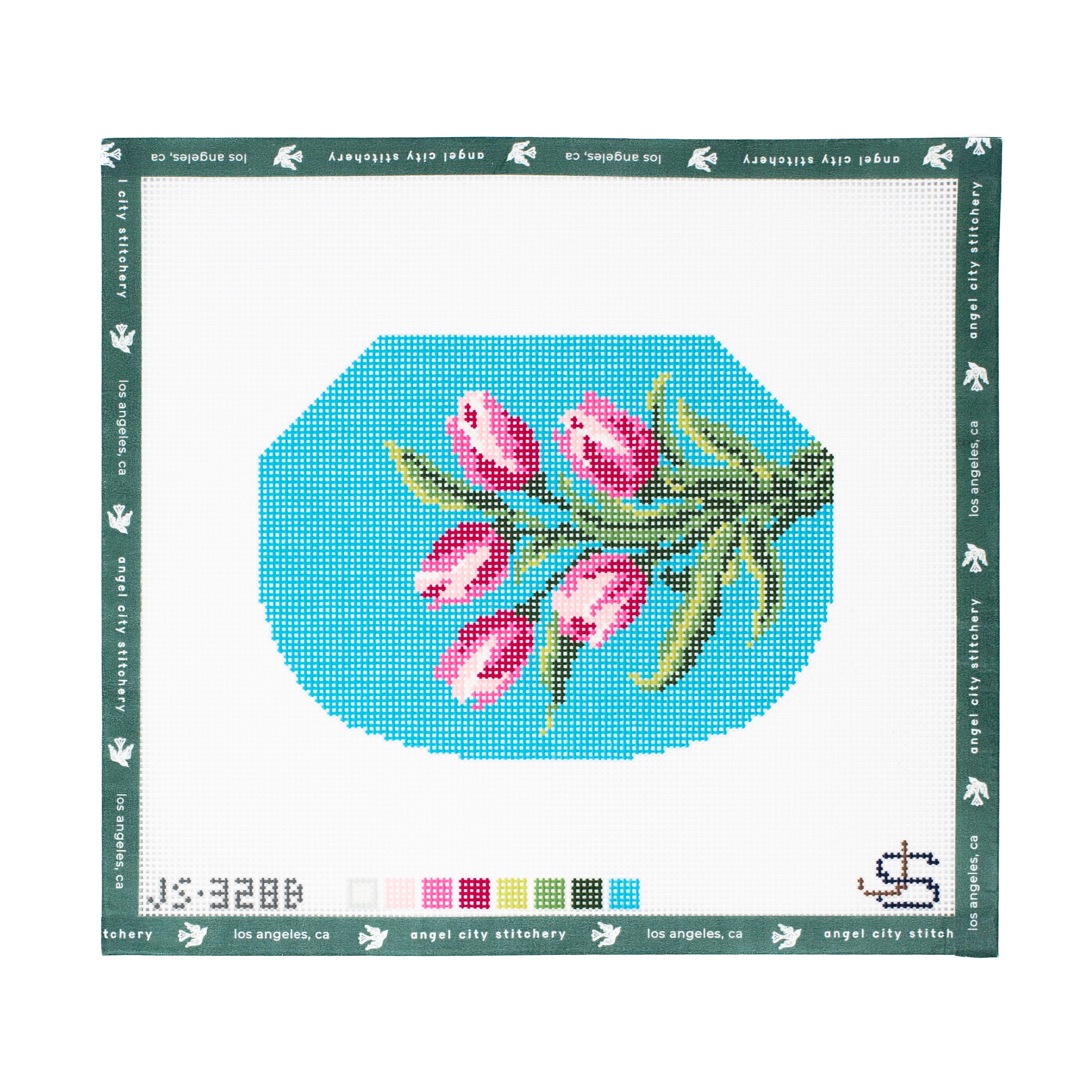 Tulips Kiss Lock Bag Needlepoint (Blue)