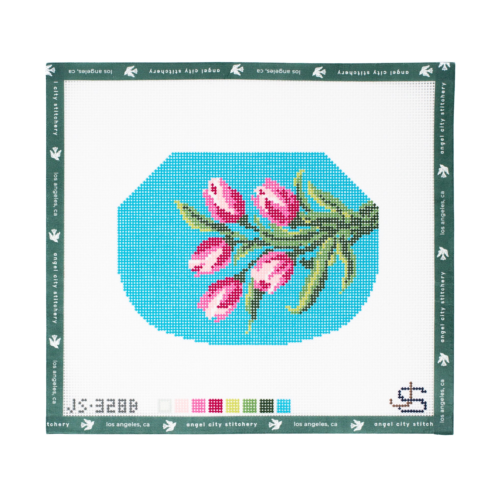 Tulips Kiss Lock Bag Needlepoint (Blue)
