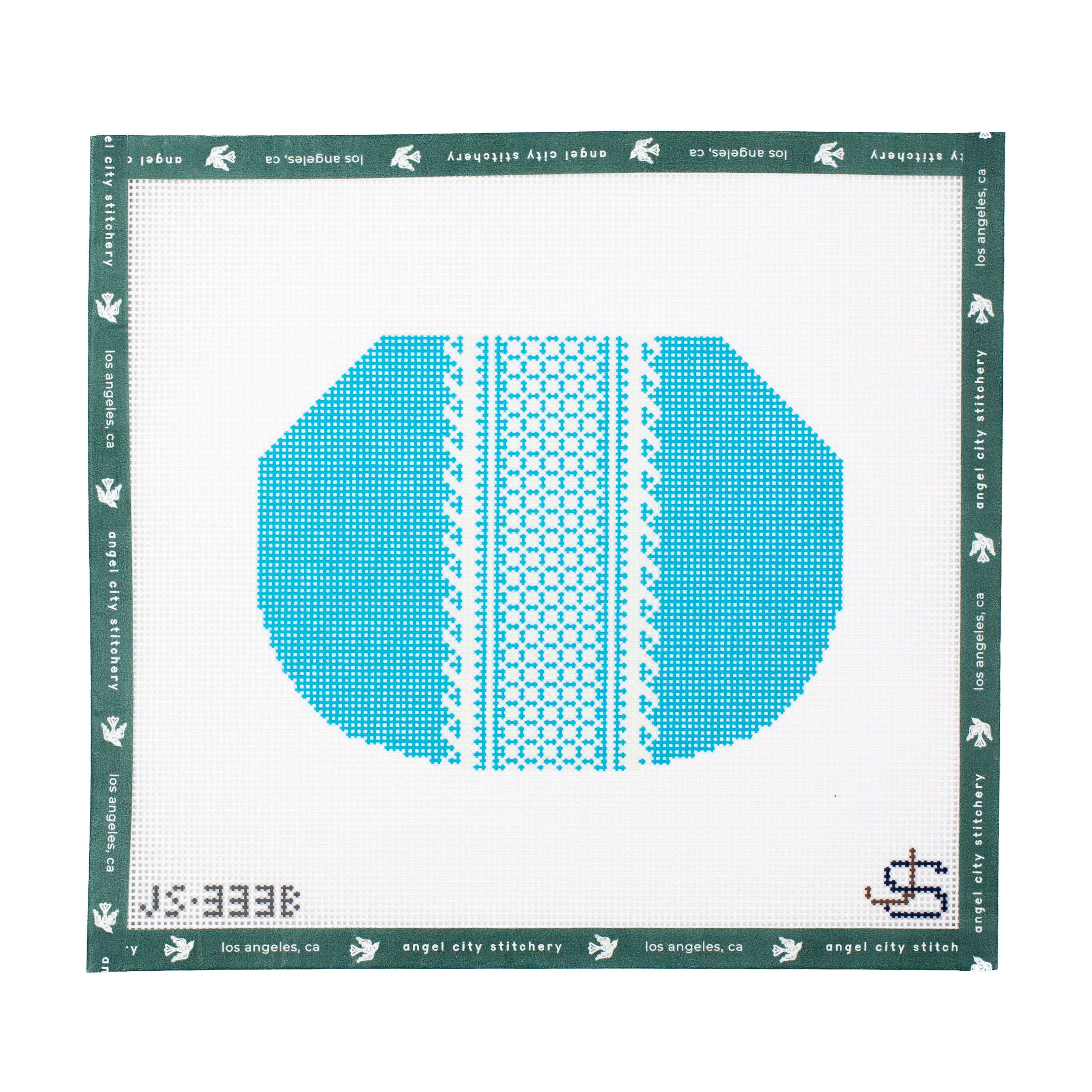 Lace Stripe Kiss Lock Bag Needlepoint (Blue)
