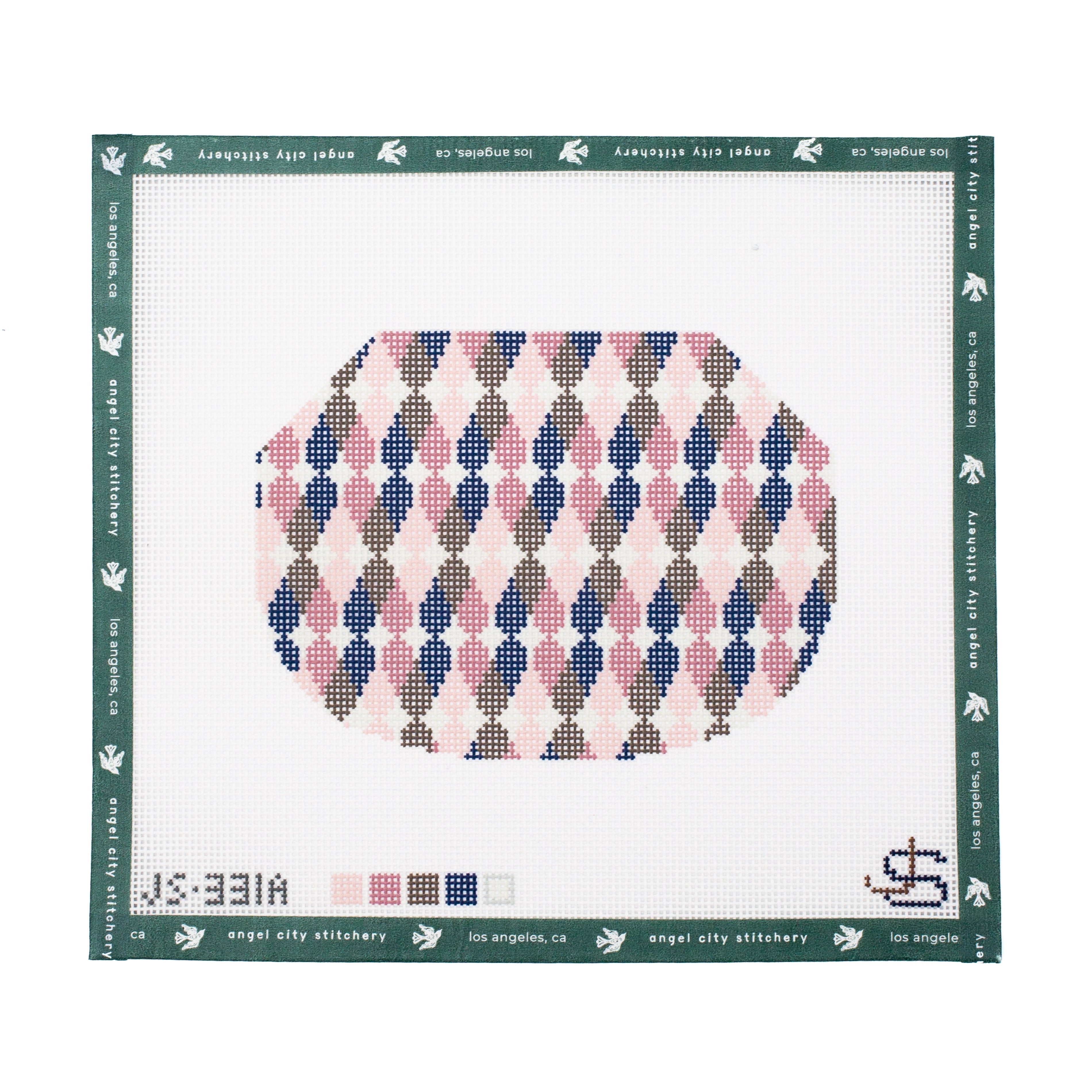 Teardrop Kiss Lock Bag Needlepoint (Navy, Mauve, Brown)