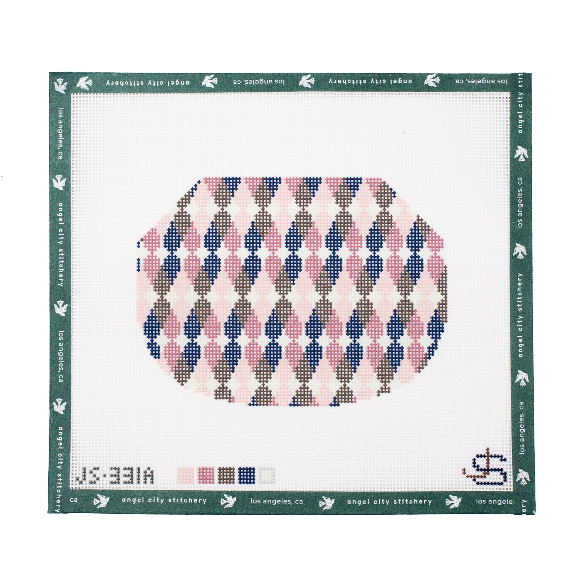 Teardrop Kiss Lock Bag Needlepoint (Navy, Mauve, Brown)