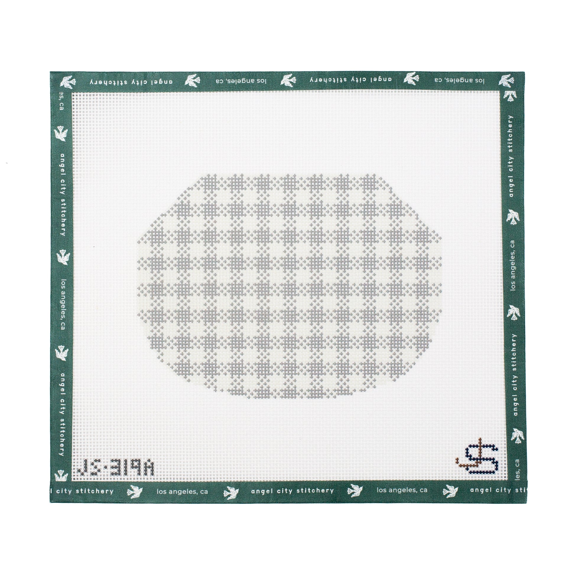 Gingham Kiss Lock Bag Needlepoint (Grayscale)
