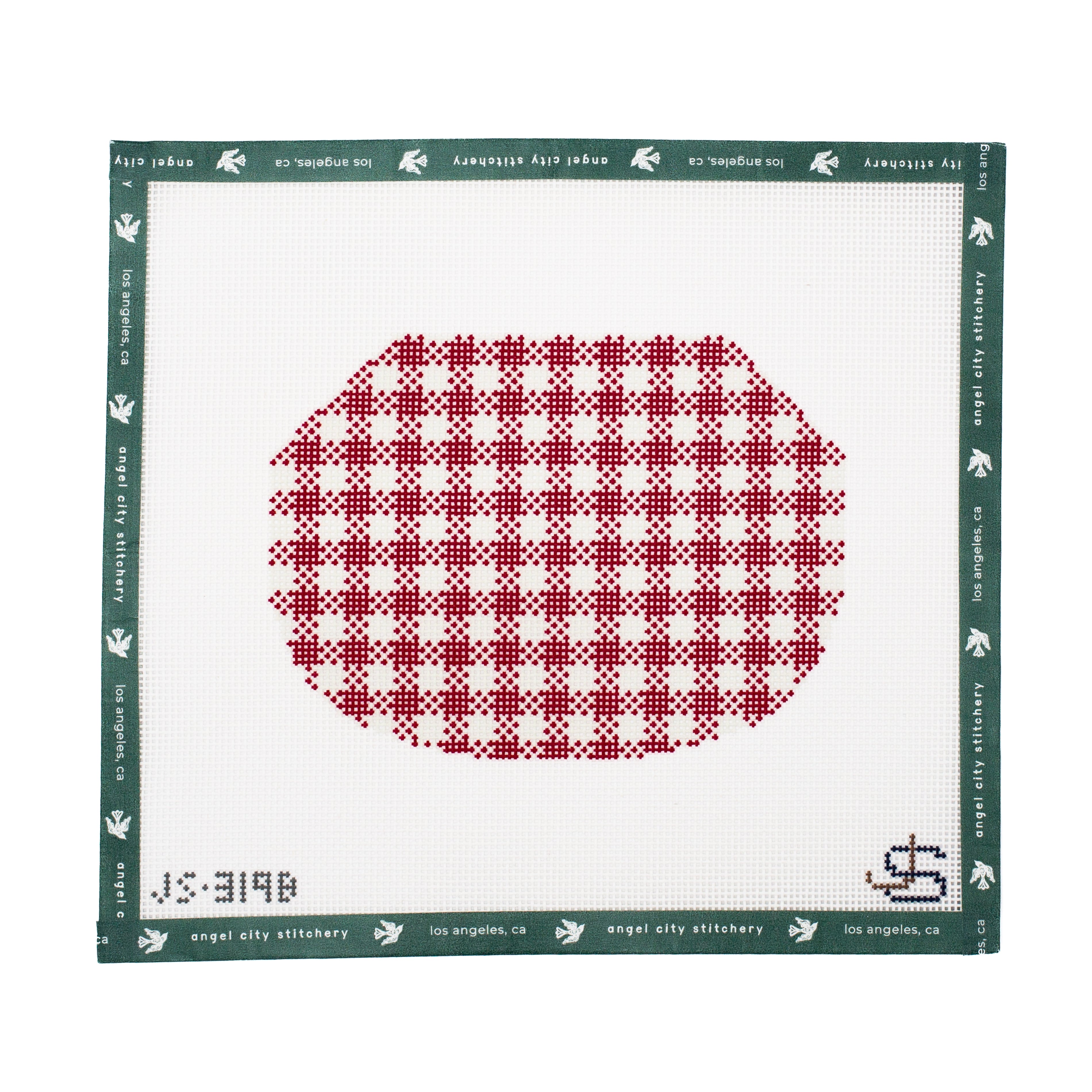 Gingham Kiss Lock Bag Needlepoint (Red)