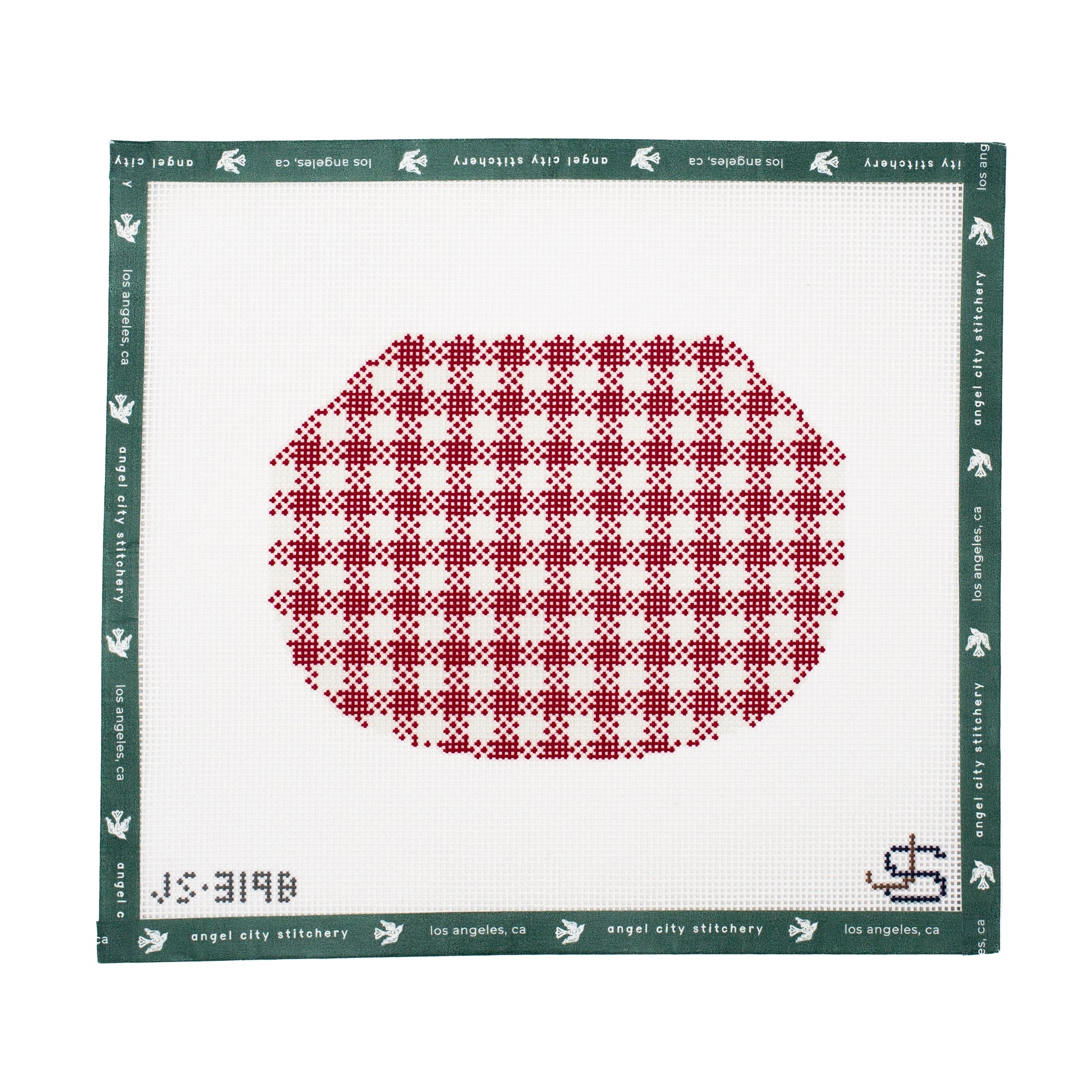 Gingham Kiss Lock Bag Needlepoint (Red)