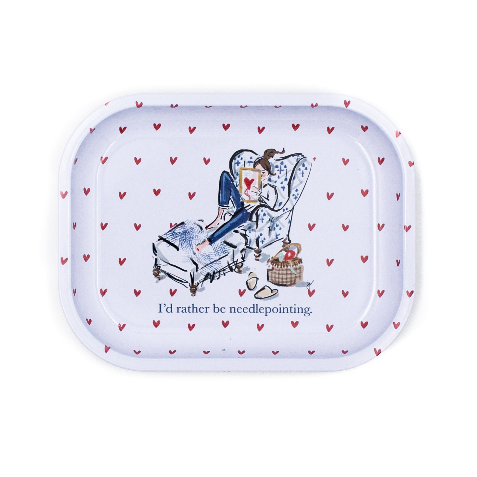 I'd Rather Be Needlepointing Metal Catchall Tray