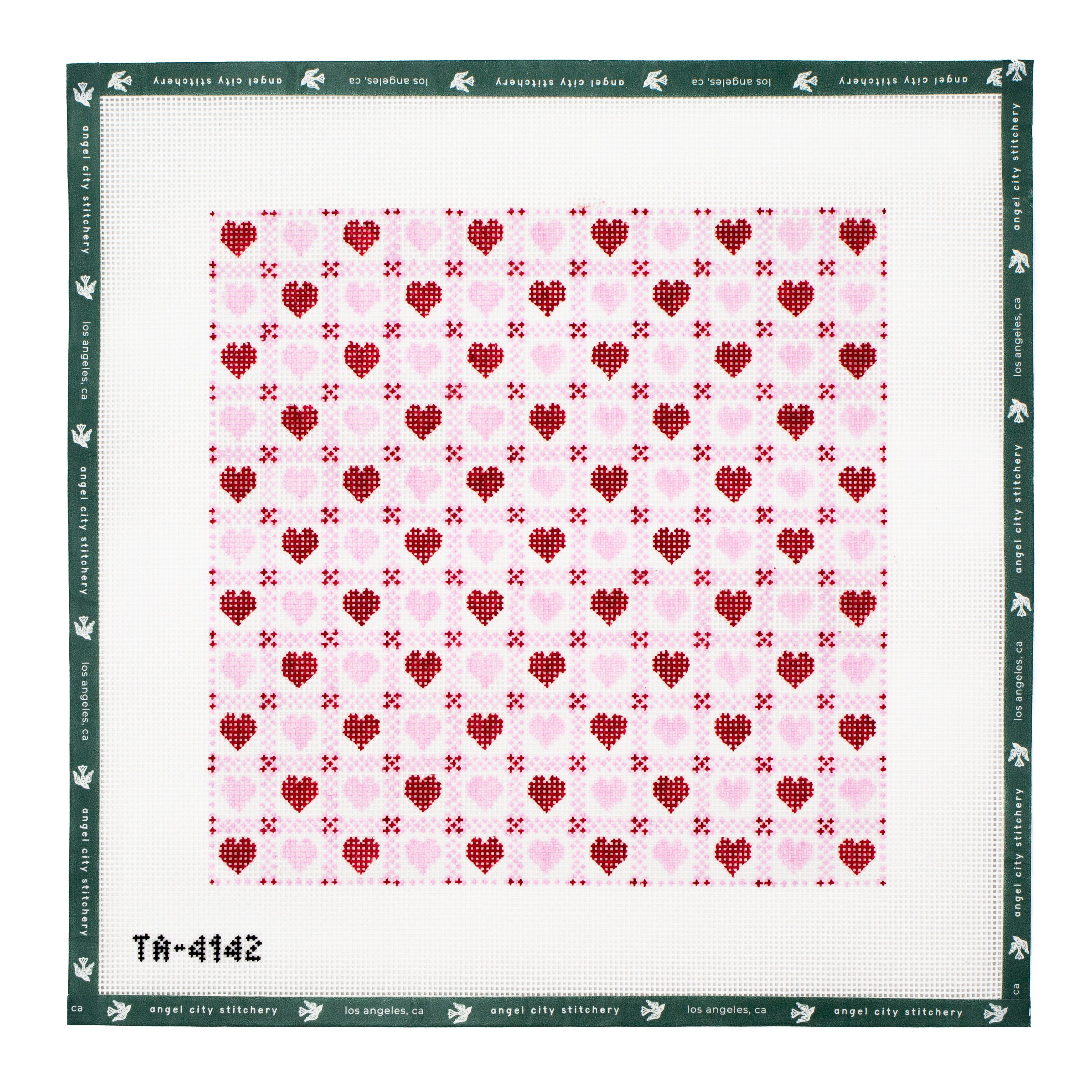 Embroidery canvas heart pattern canvas with a green border