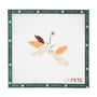 Embroidery canvas design of two birds with a flower on a white background, featuring 'La Fete' branding.