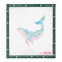 Embroidery canvas pattern of a whale with 'La Fete' branding on a white background