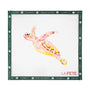 Needlepoint canvas pattern with a colorful turtle design on a white background, featuring the brand 'Angel City Stitchery'.