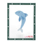 Embroidery canvas Blue dolphin design on a cross-stitch pattern with 'La Fete' branding.