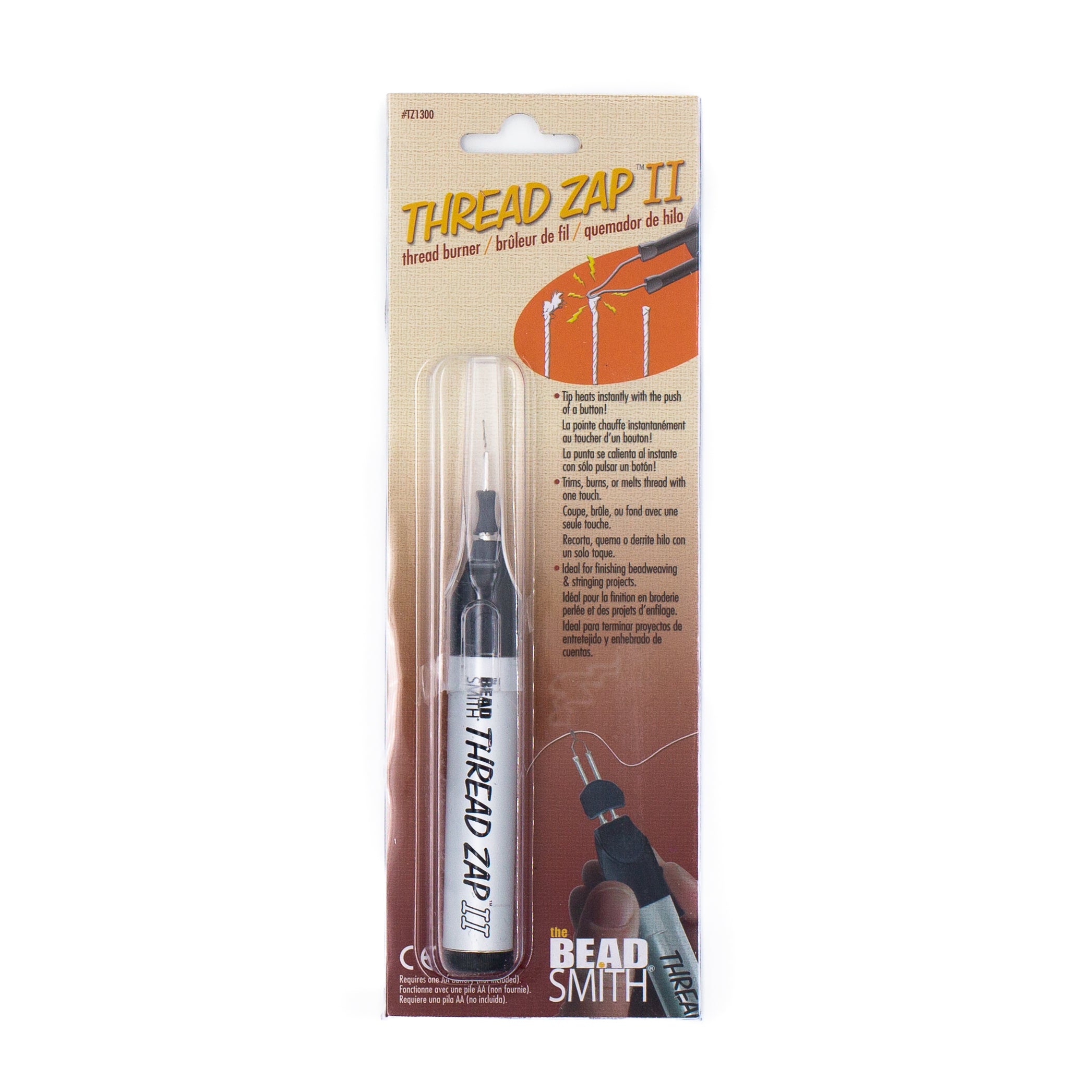 Colonial Needle threader featuring a white plastic handle with the brand logo and a fine wire loop for threading needles