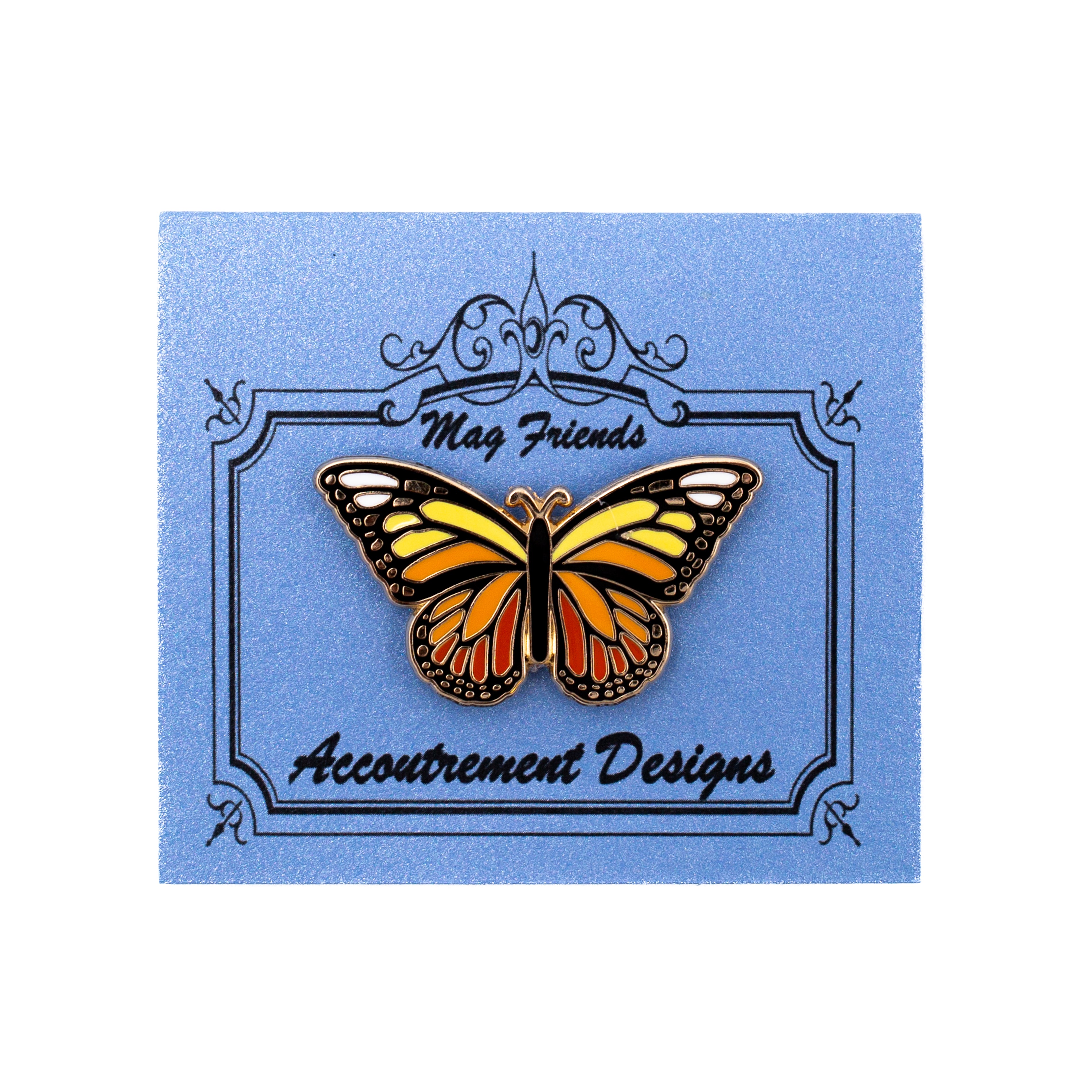 Yellow and blue butterfly enamel pin by Angel City Stitchery