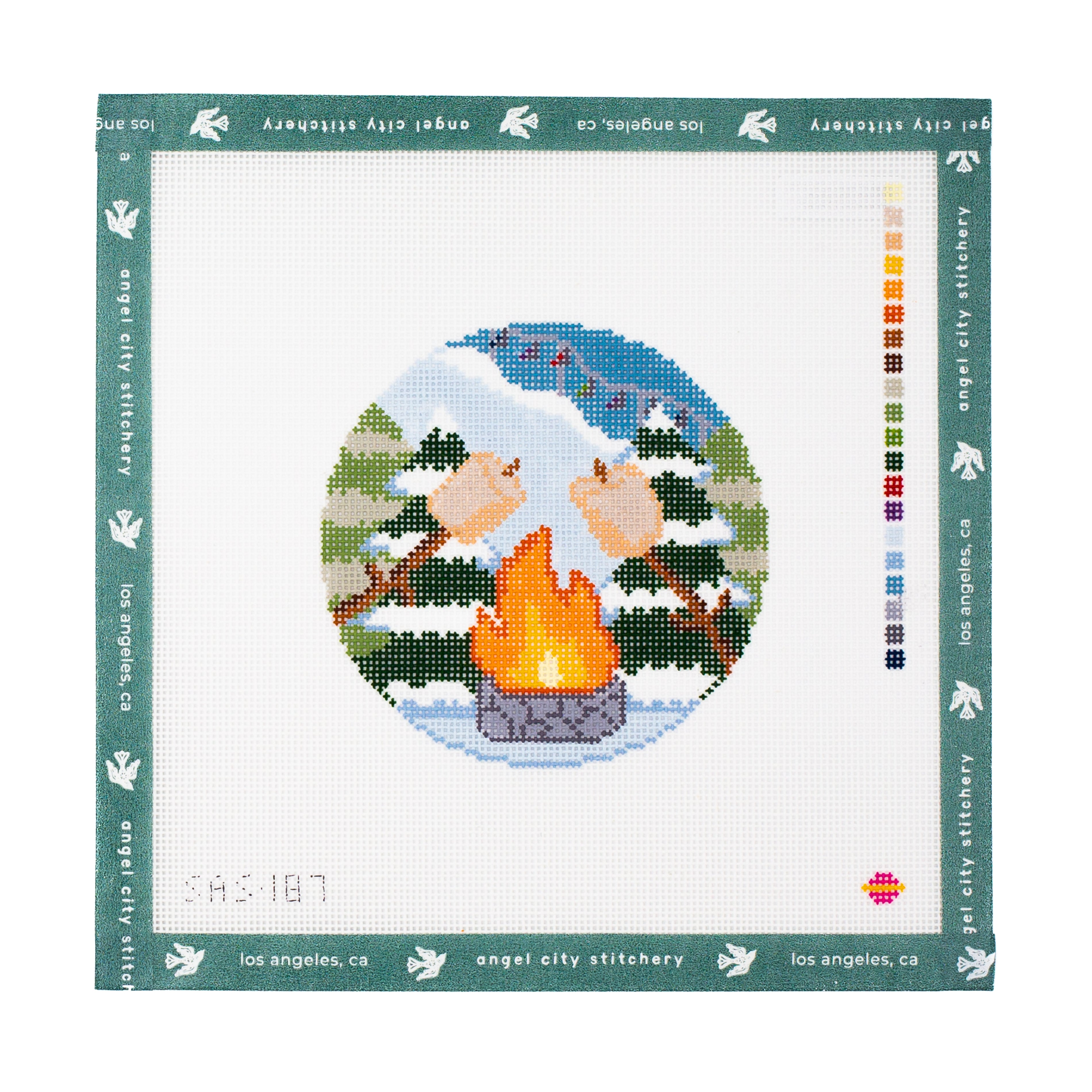 campfire with marshmallow by Angel City Stitchery
