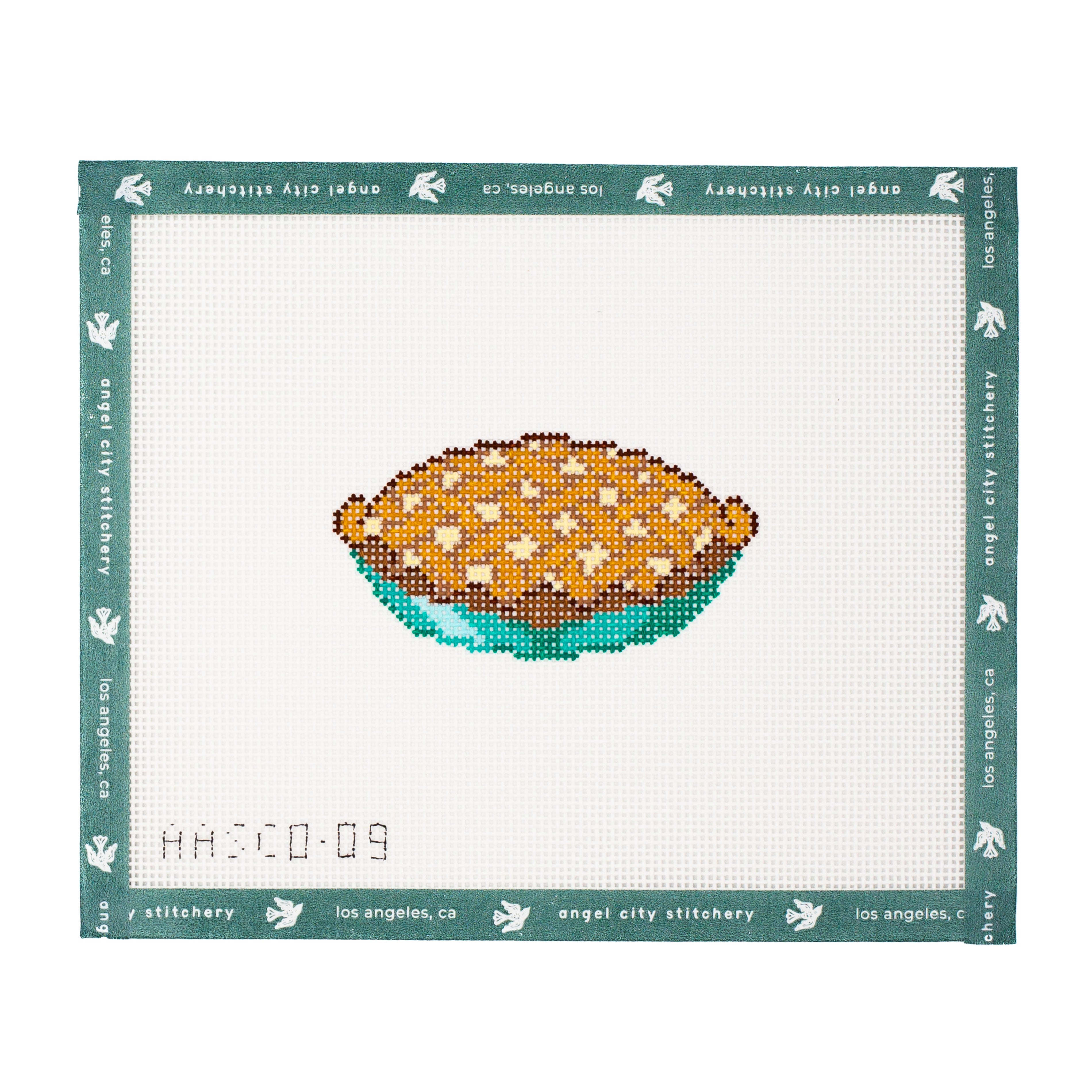 Pie in a dish needlepoint canvas by Angel City Stitchery