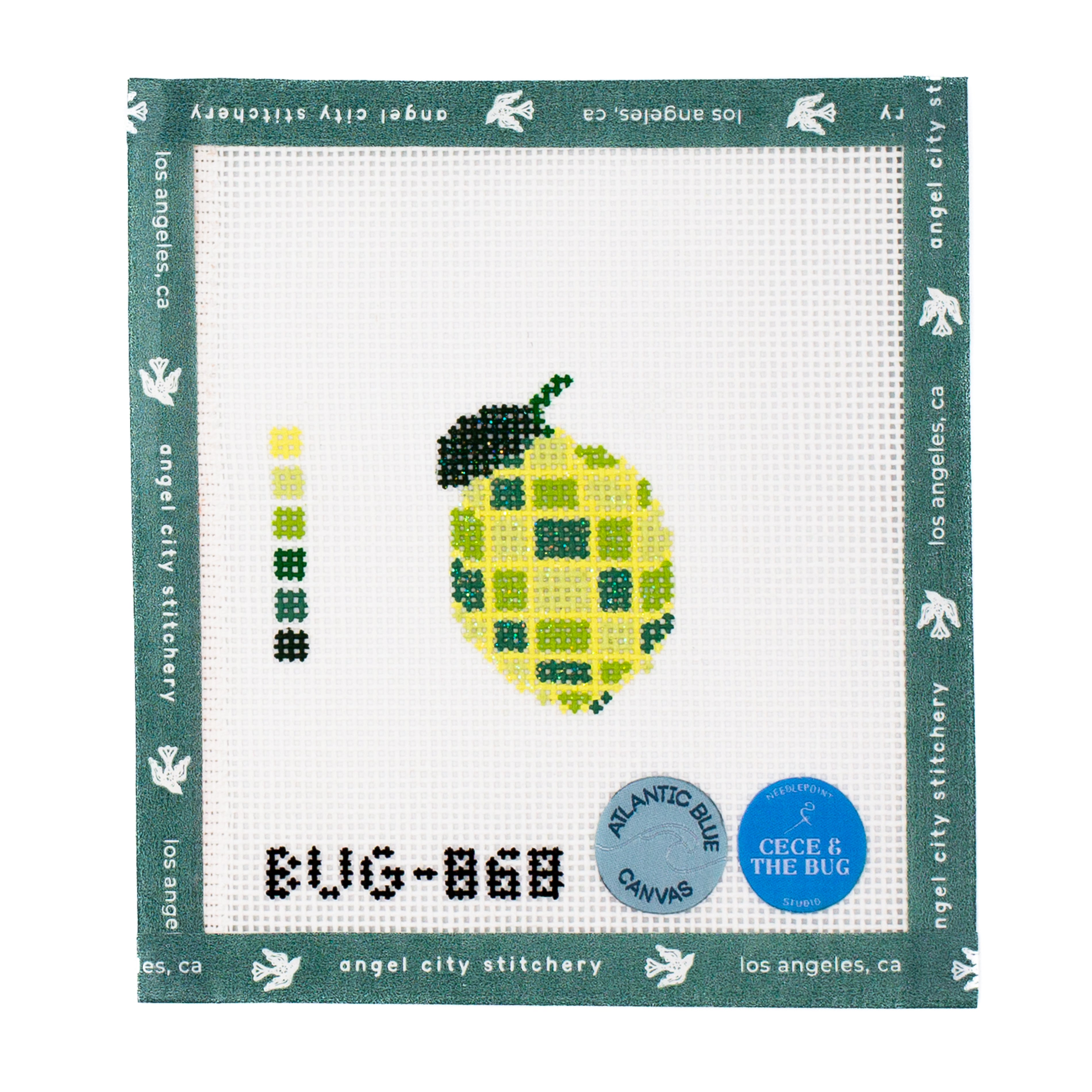 Green and yellow checkered lemon needlepoint canvas by Cece & The Bug / Atlantic Blue Canvas