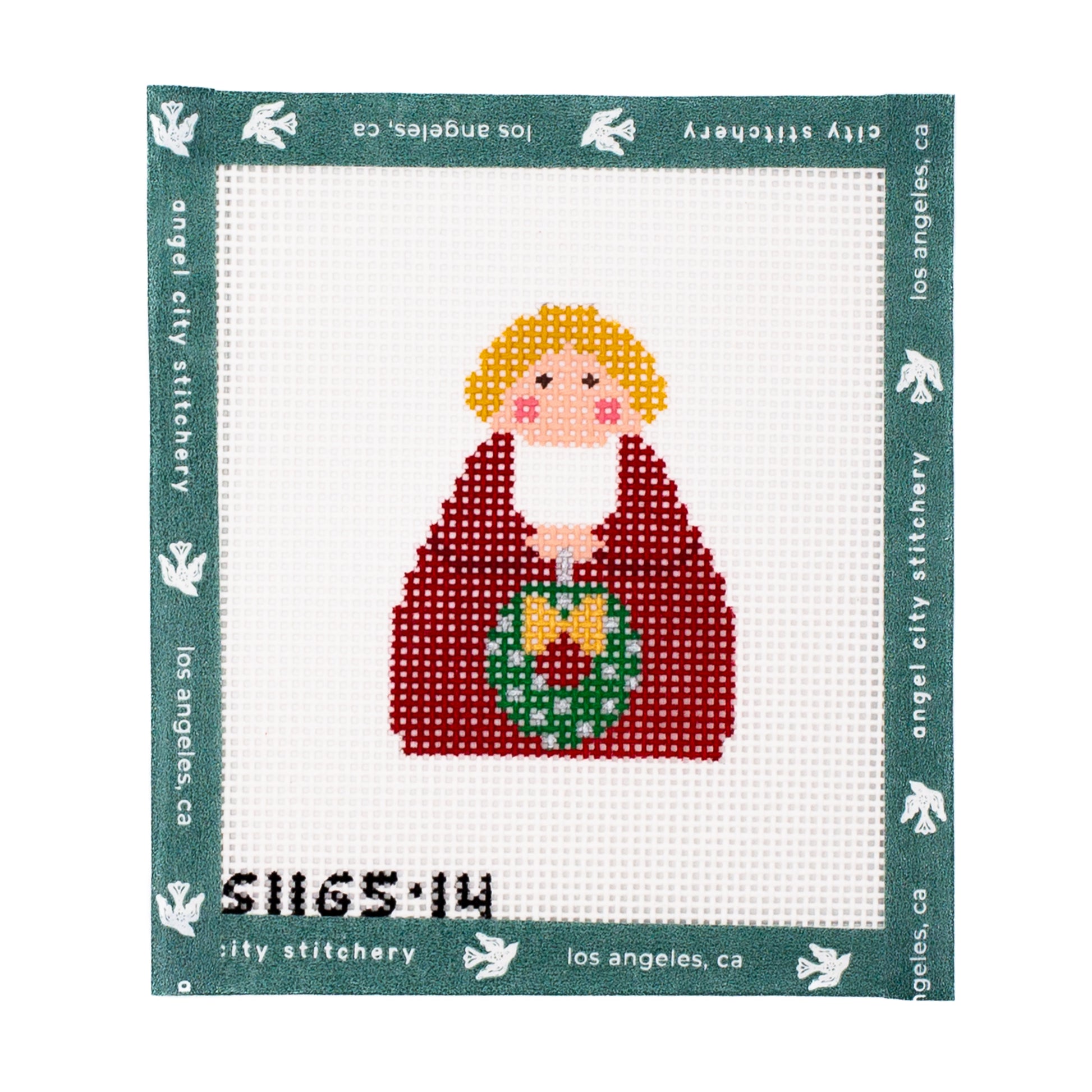 Red Angel with Green Wreath