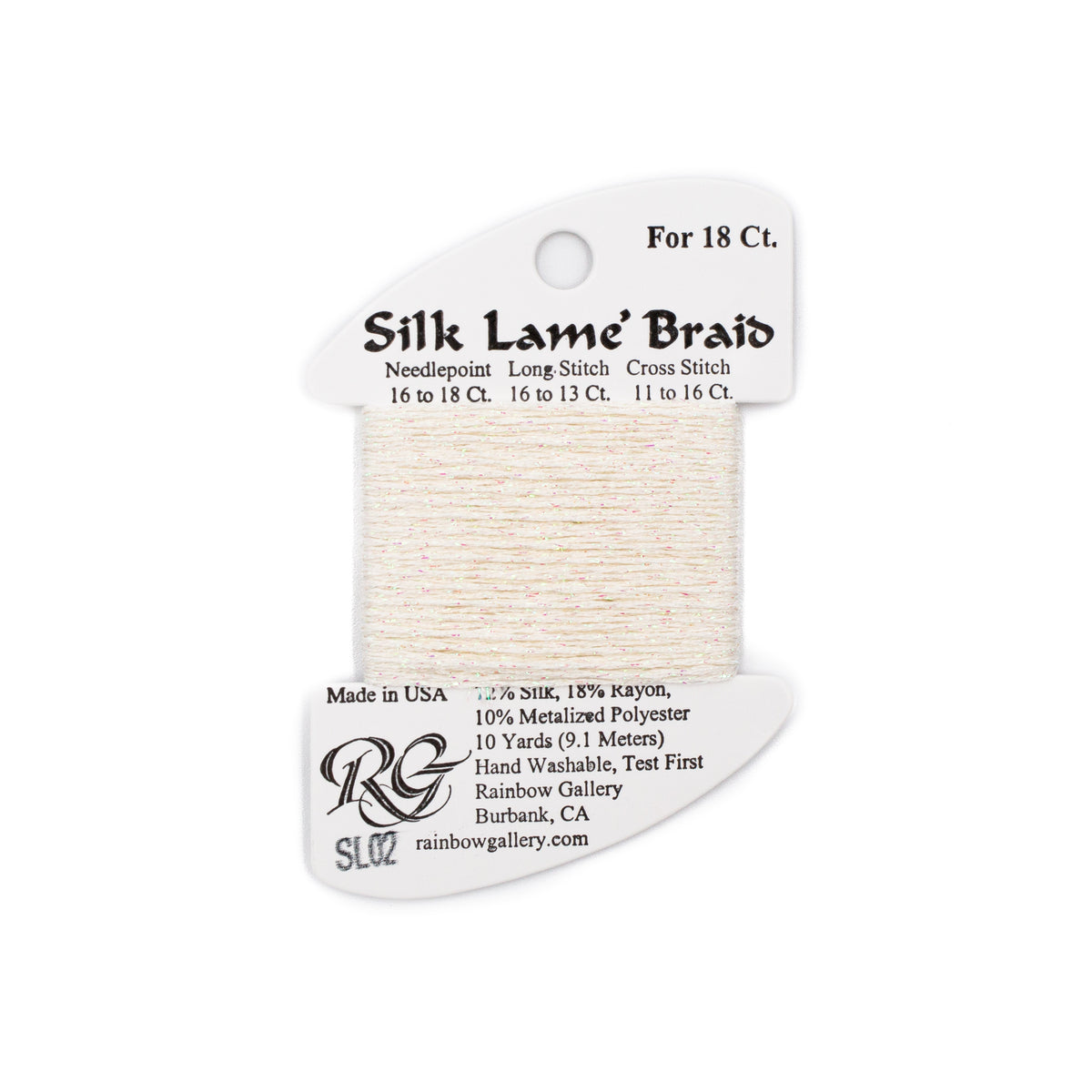 Silk Lame Braid 18 SL02 White