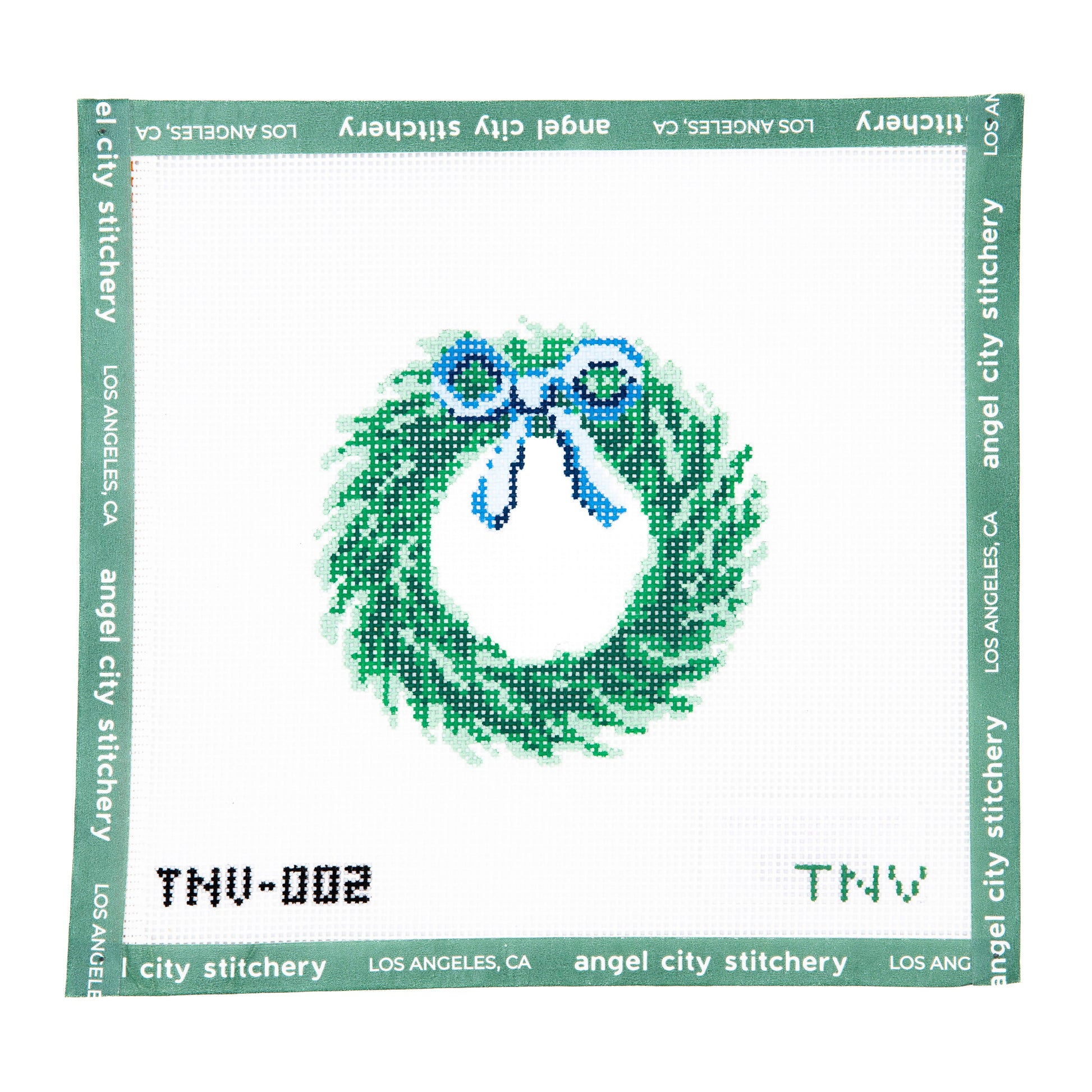 Blue Bow Christmas Wreath