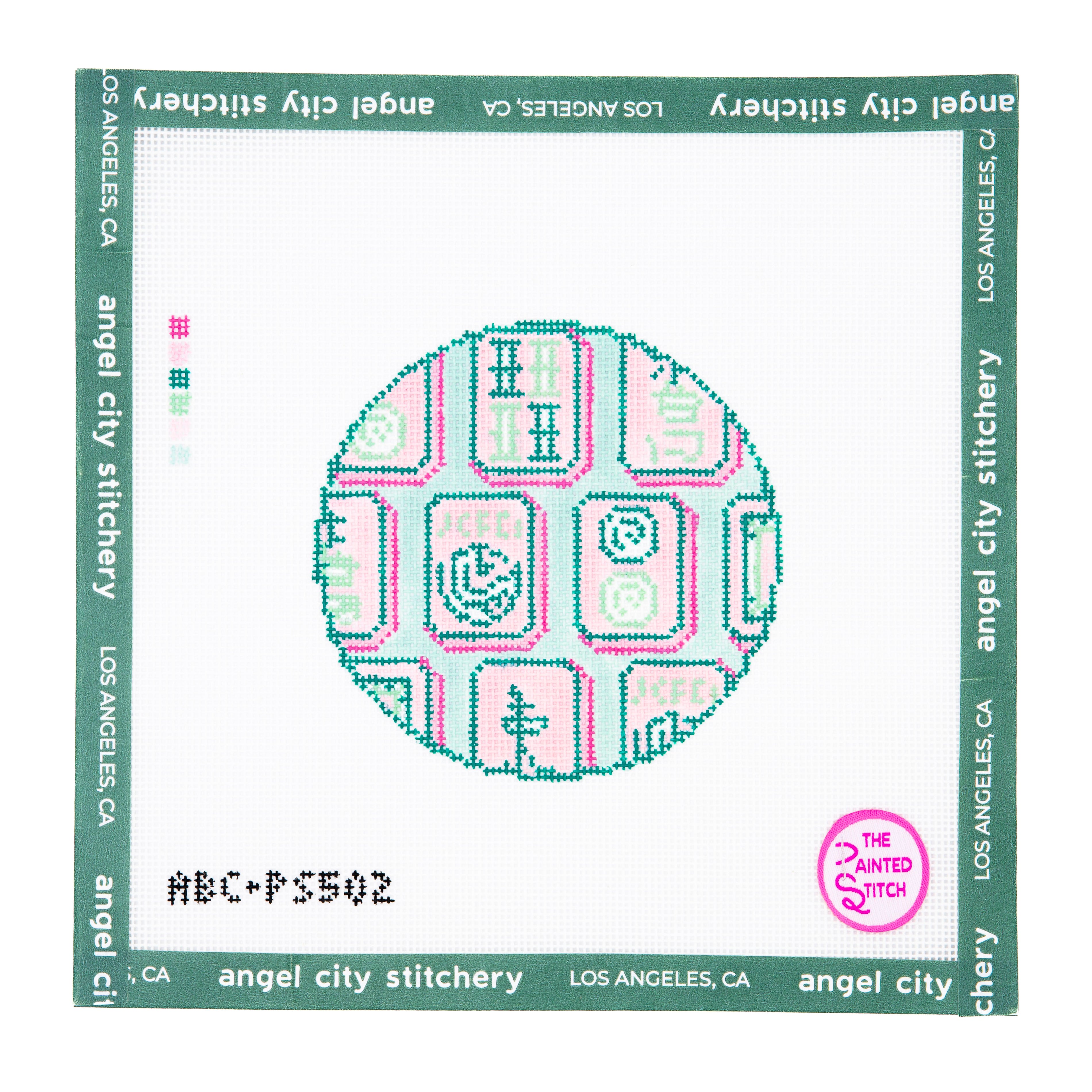 Mahjong Tiles Round (Pink & Green)