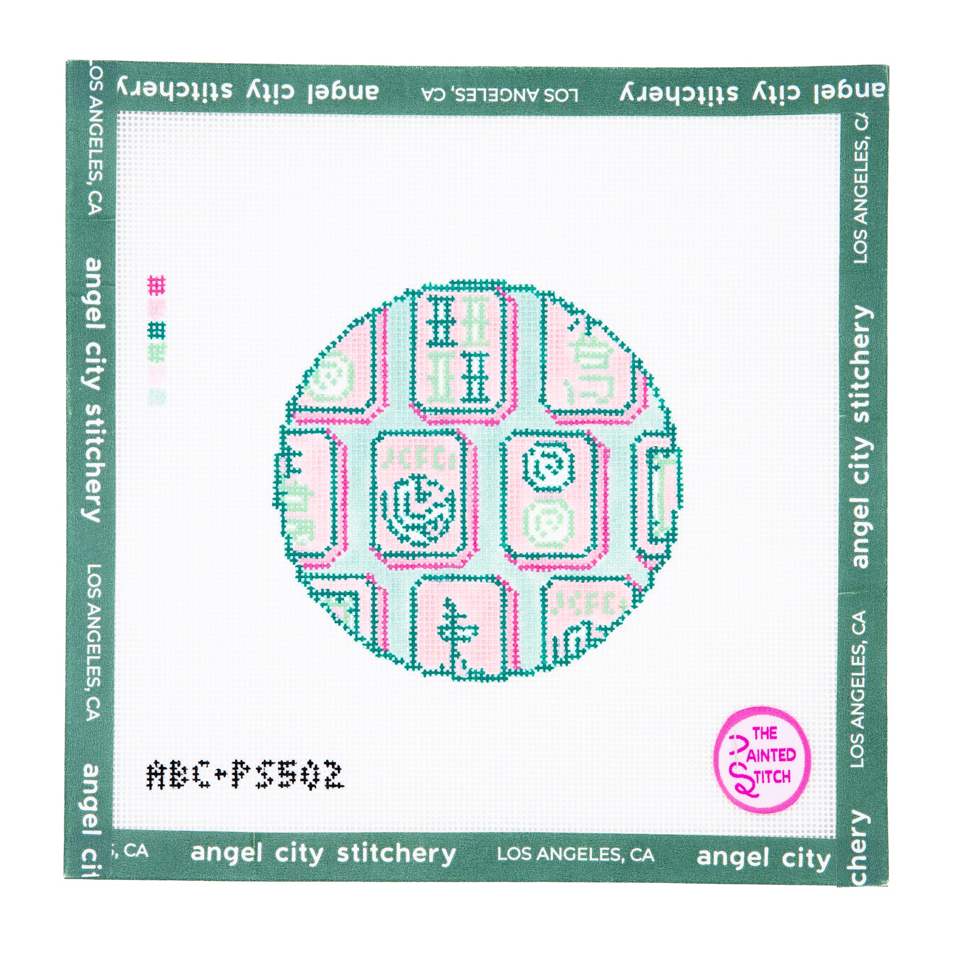 Mahjong Tiles Round (Pink & Green)