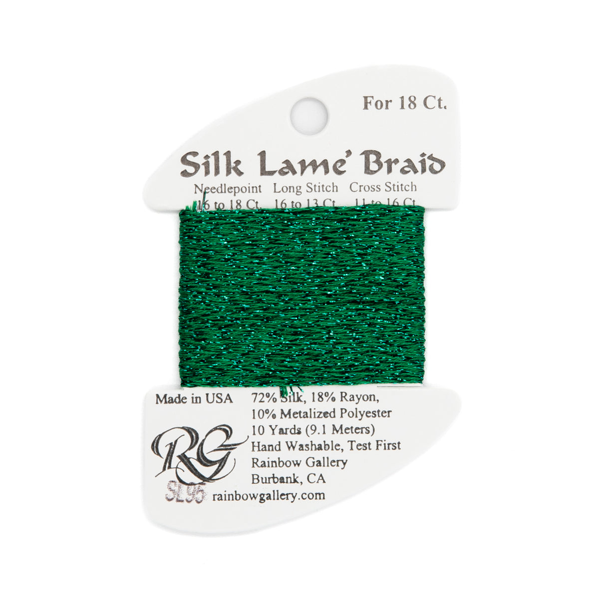 Silk Lame Braid 18 SL95 Med Xmas Green