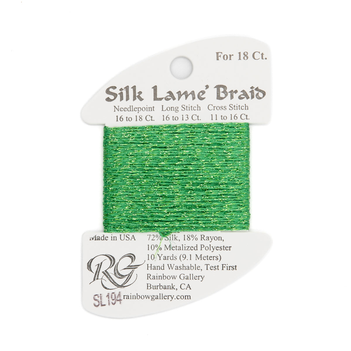 Silk Lame Braid 18 SL194 Green Briar