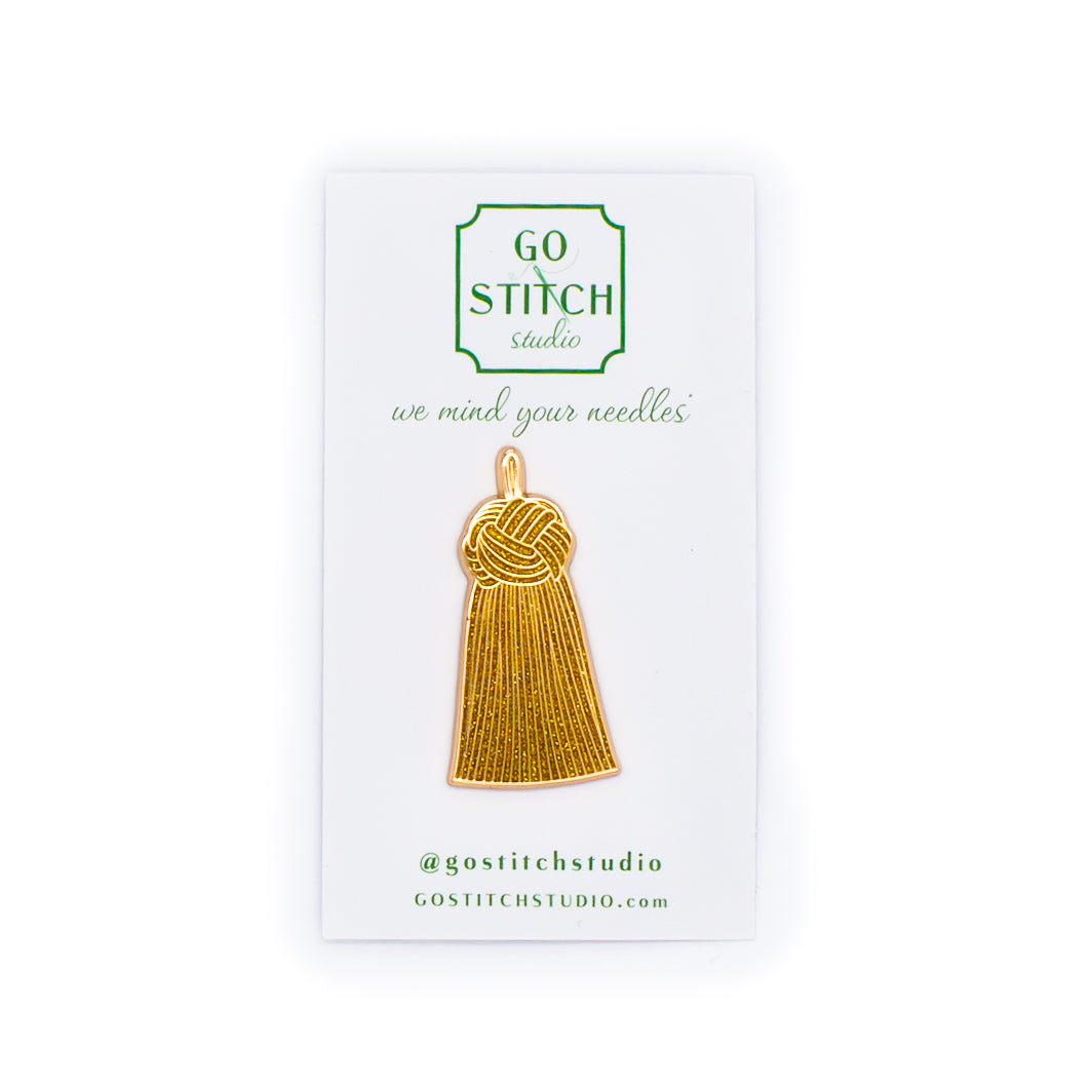 Gold Glitter French Knot Tassel Needle Minder