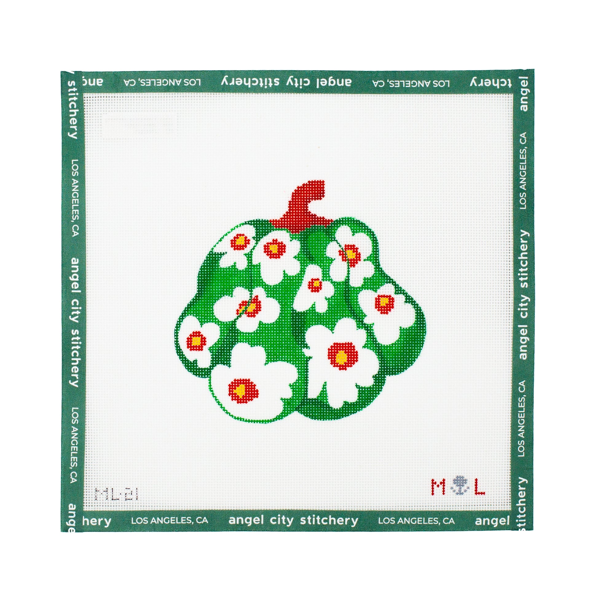 Green & White Floral Gourd