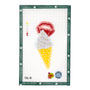 Soft serve ice cream cone needlepoint canvas topped with a pair of red lips