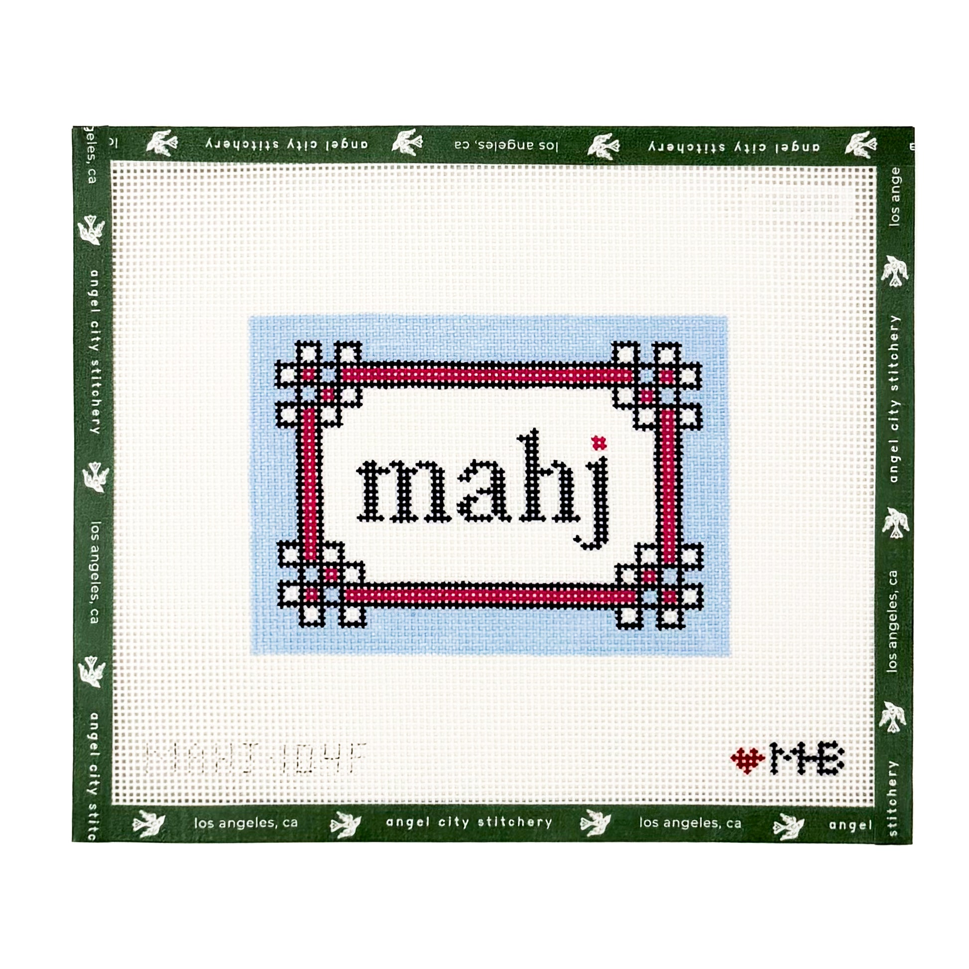 Floral Corner Mahjong Insert – Light Blue Pink