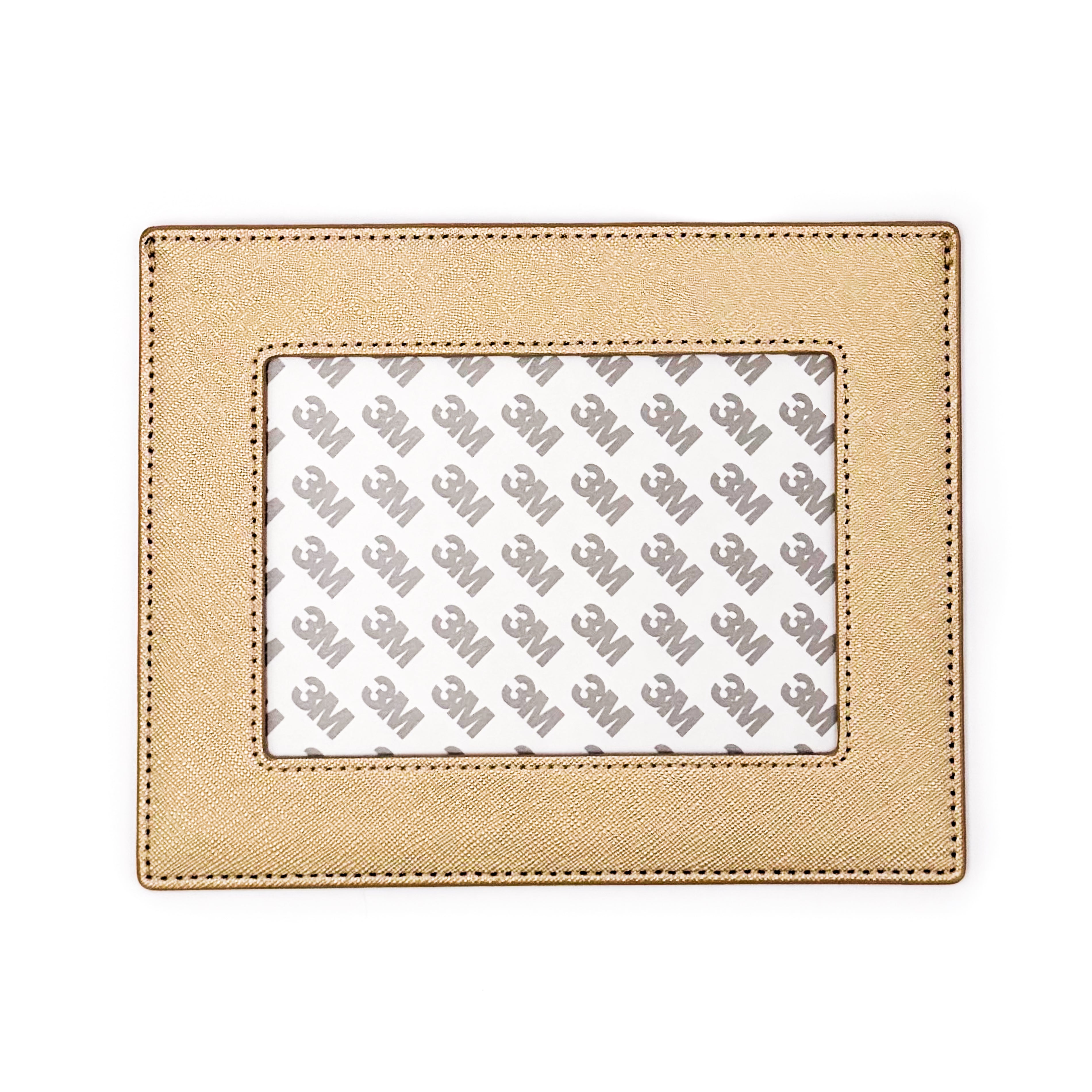 Gold leather card holder with 3M adhesive backing by Angel City Stitchery