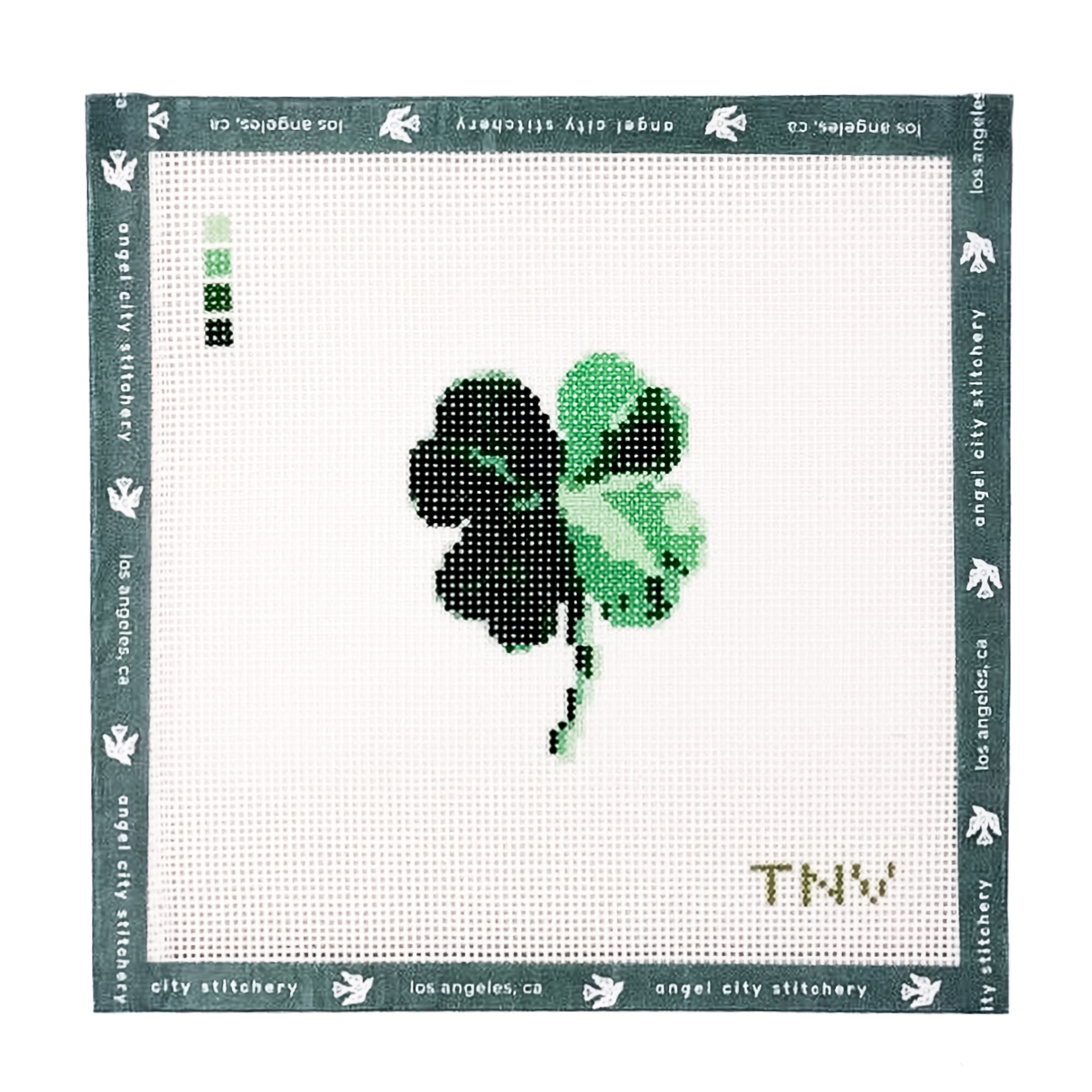 Four-leaf clover needlepoint canvas by Angel City Stitchery