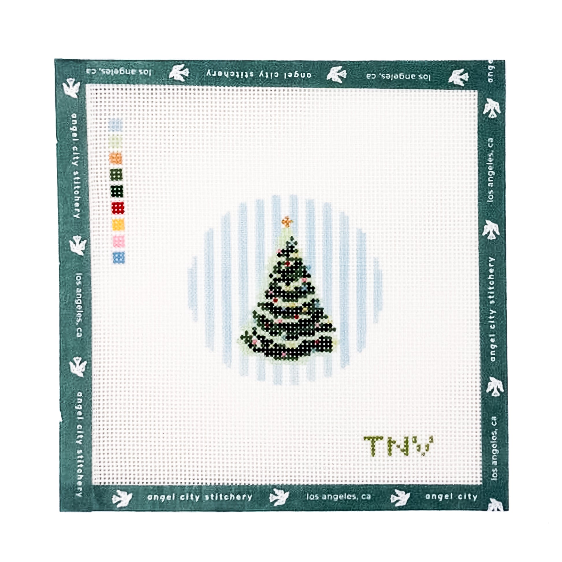 Christmas Tree on Stripes Ornament