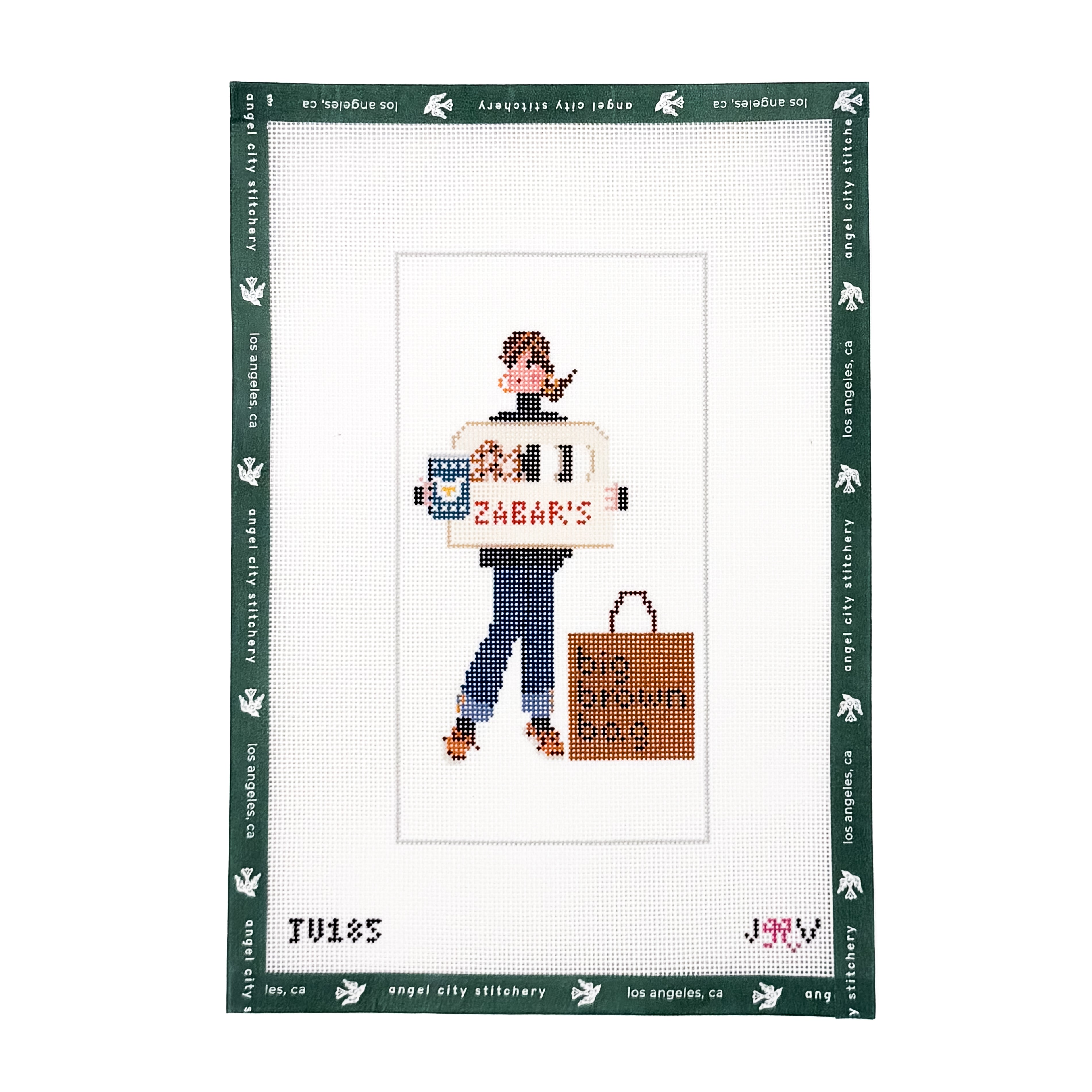 Zabar's and Big Brown Bag needlepoint canvas by Angel City Stitchery