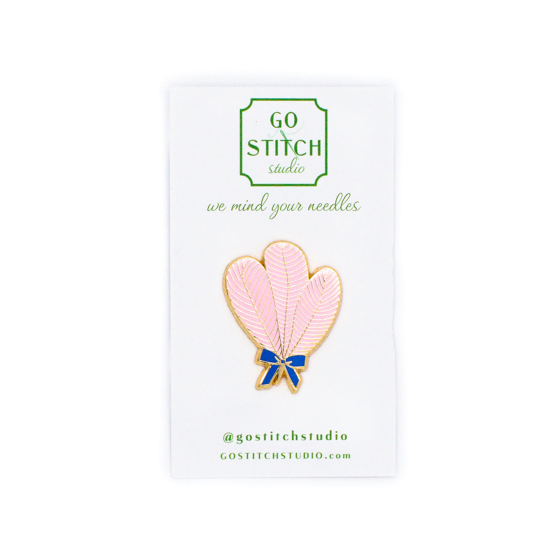 Pink Ostrich Feather Fan Needle Minder