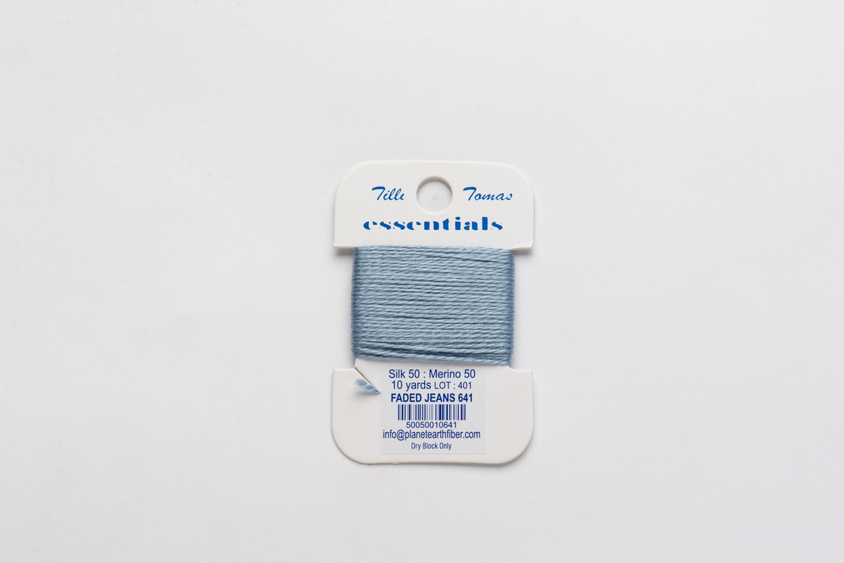 Essentials Cards - 641 Faded Jeans — silk card for needlepoint, 18 mesh