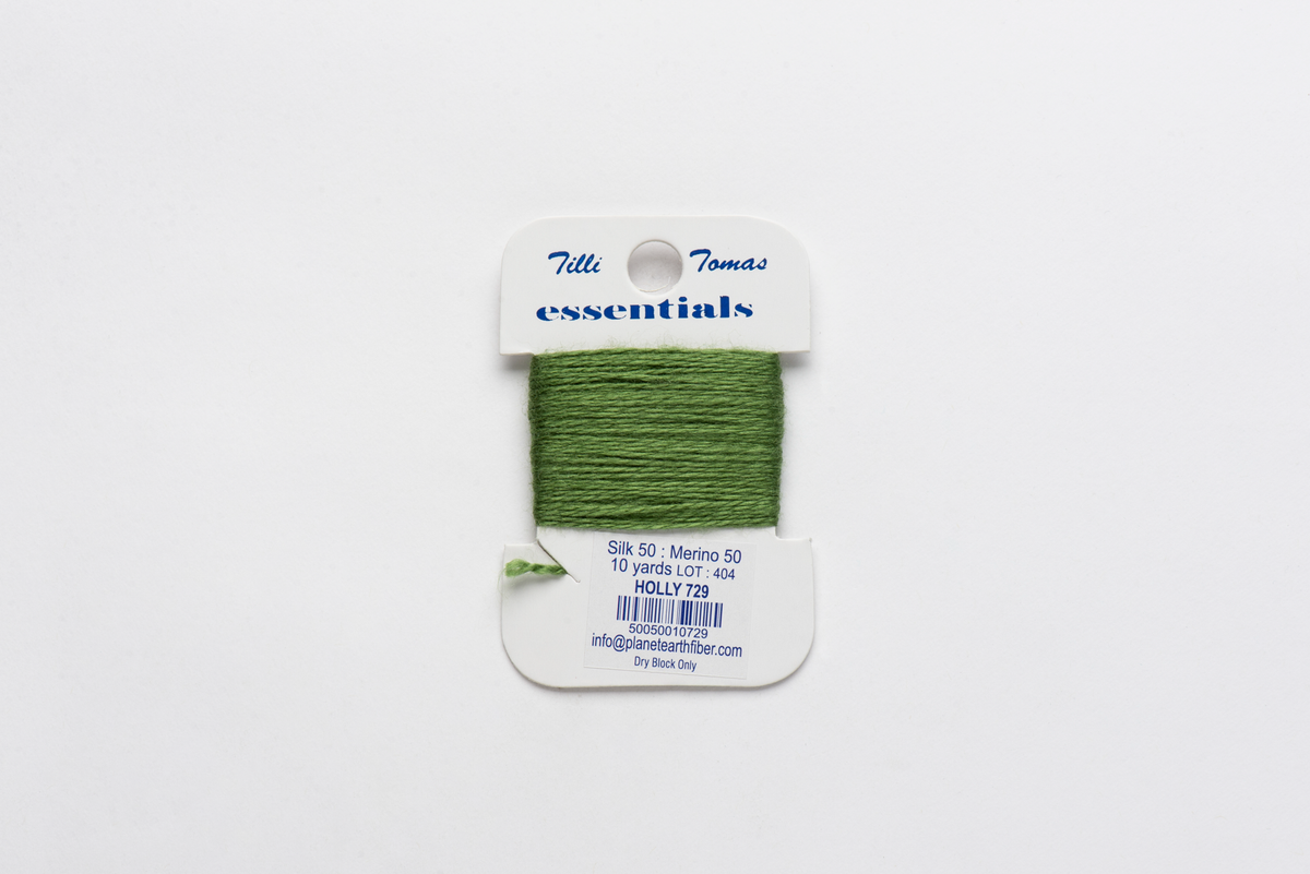 Essentials Cards - 729 Holly — silk card for needlepoint, 18 mesh
