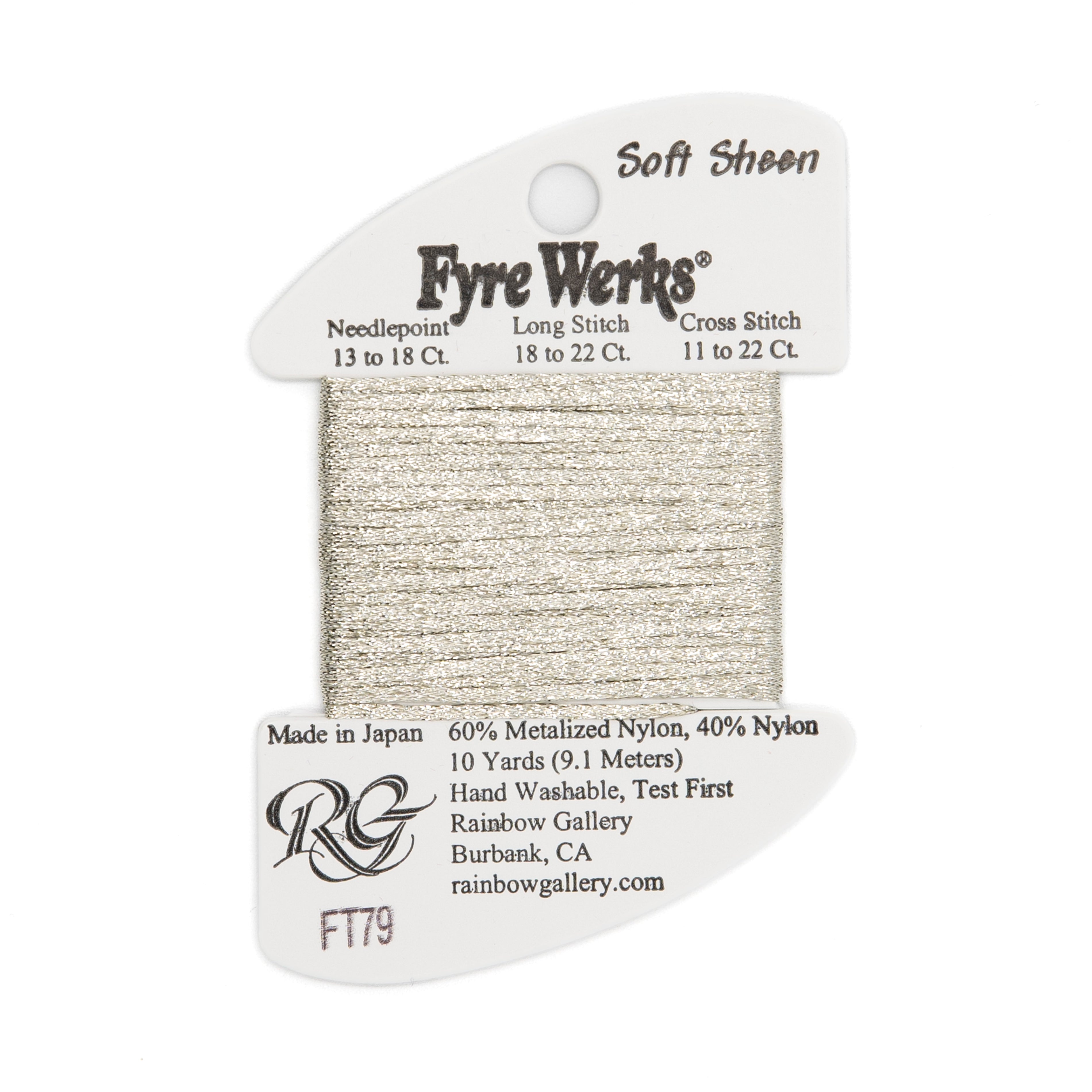 Fyre Werks Soft Sheen FT79 Champagne — Rainbow Gallery thread for needlepoint, 13 and 18 mesh