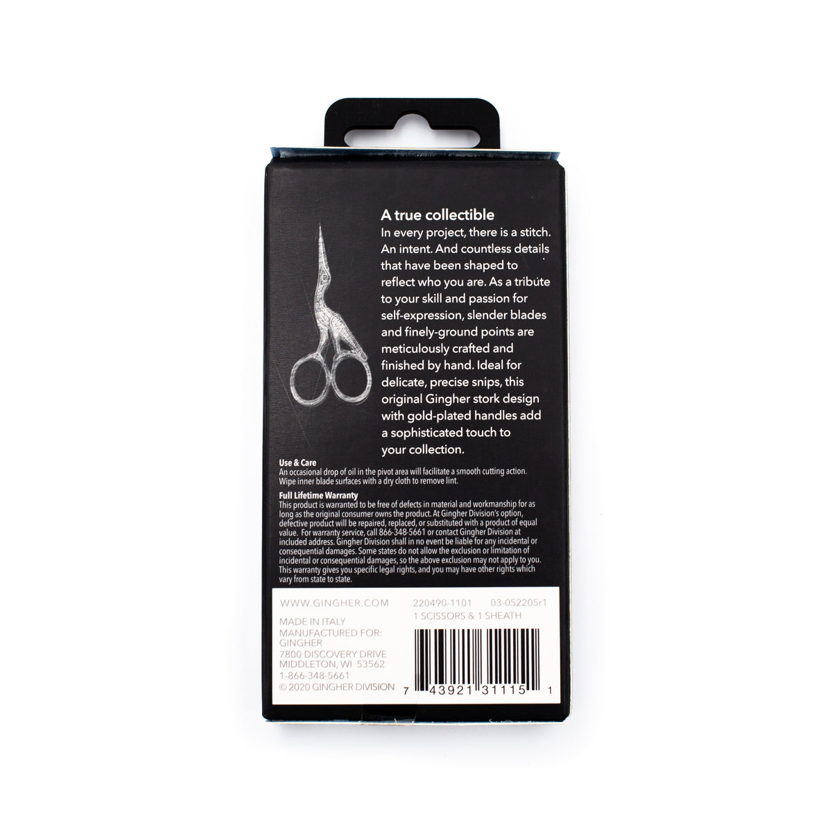 3.5" Stork Scissors by Fleur de Paris — needlepoint accessory from Angel City Stitchery (view 2)