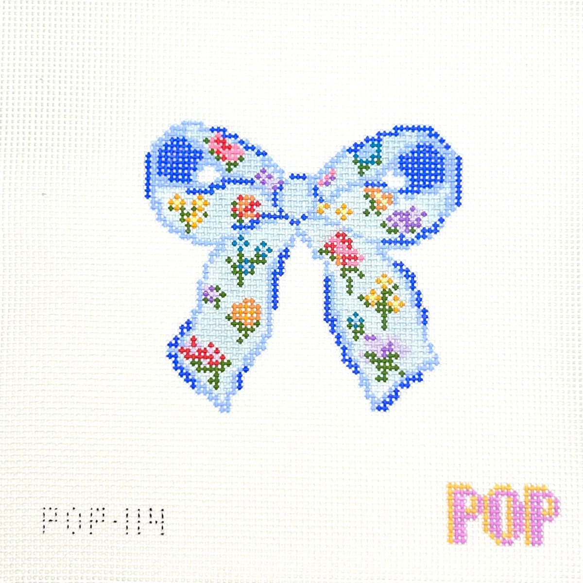 Blue Floral Bow
