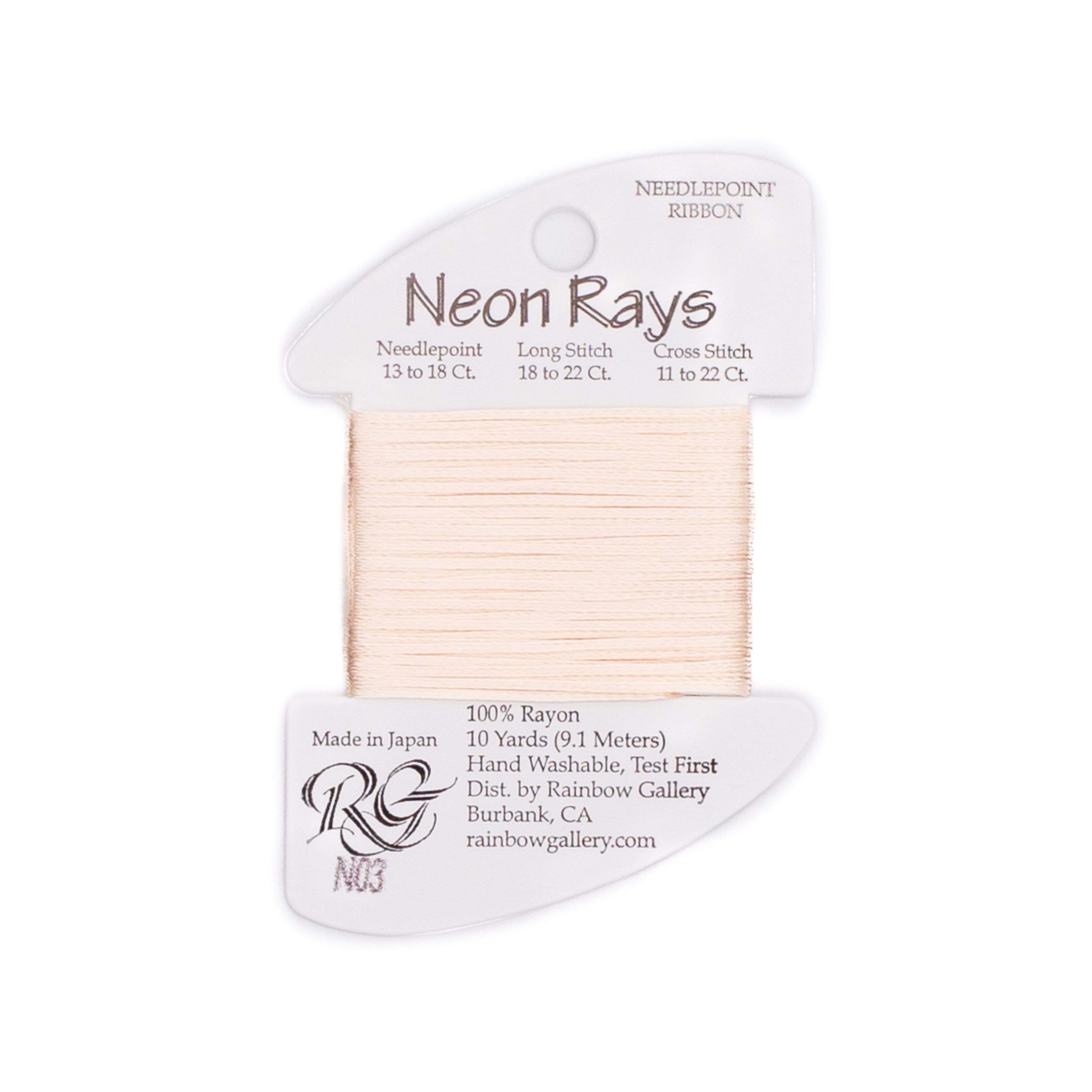 Neon Rays N03 Pale Beige — Rainbow Gallery thread for needlepoint, 13 and 18 mesh